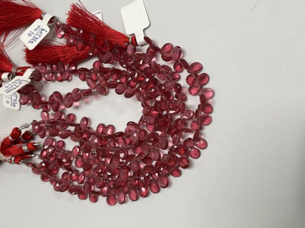 Rubilite Hydro Quartz Pear Faceted