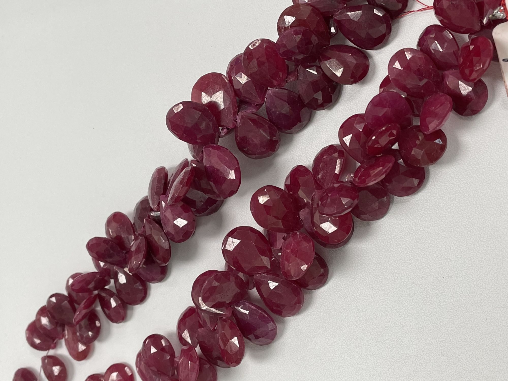 Dyed Ruby Pear Faceted