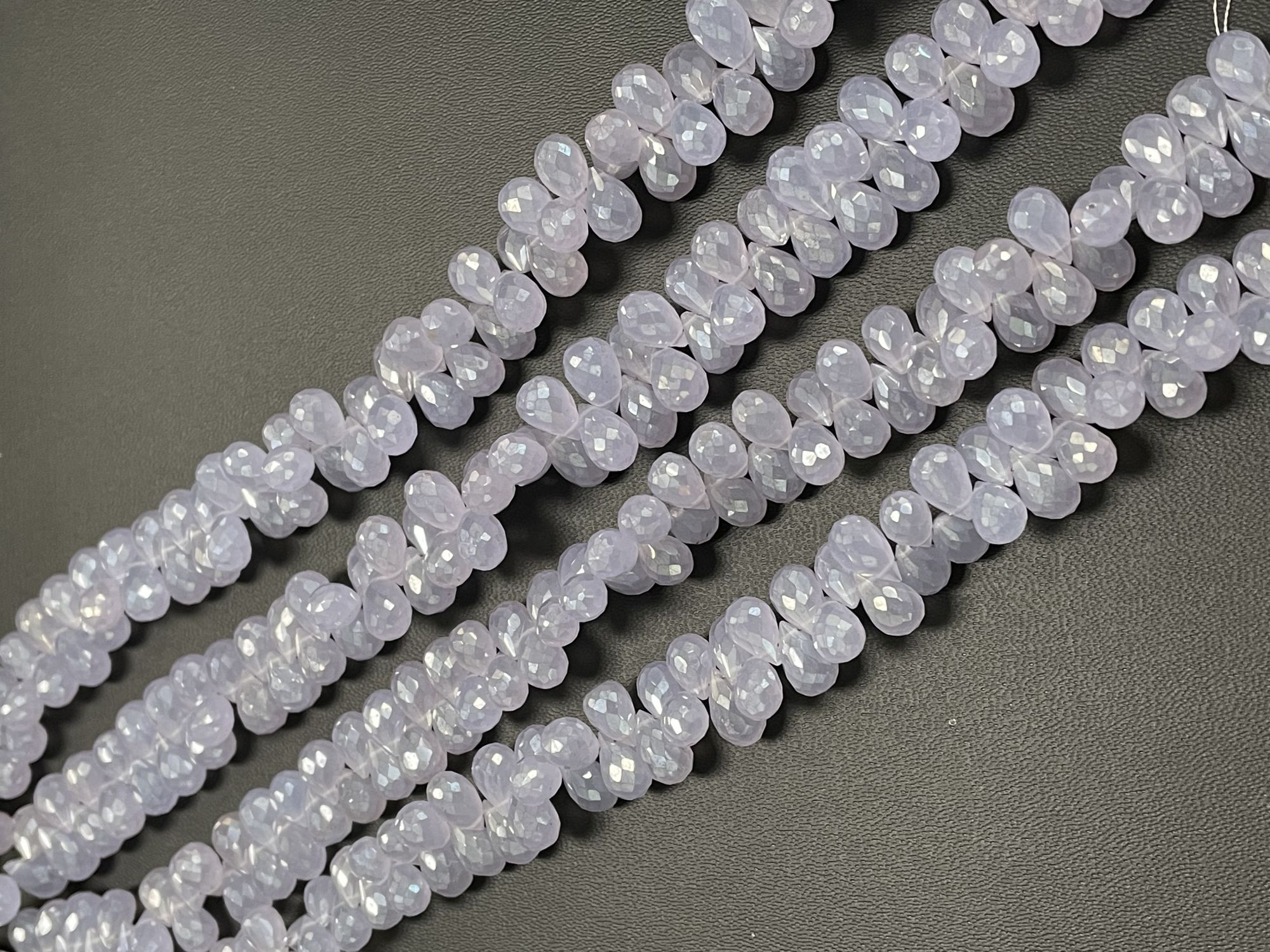 Coated Purple Chalcedony Drop Faceted