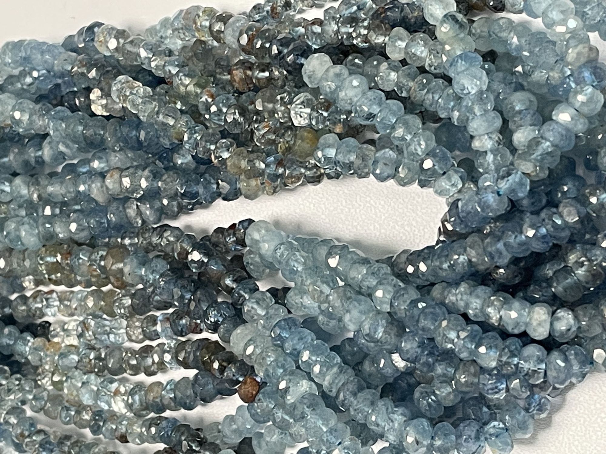 Multi Copper Aquamarine Rondelle Faceted