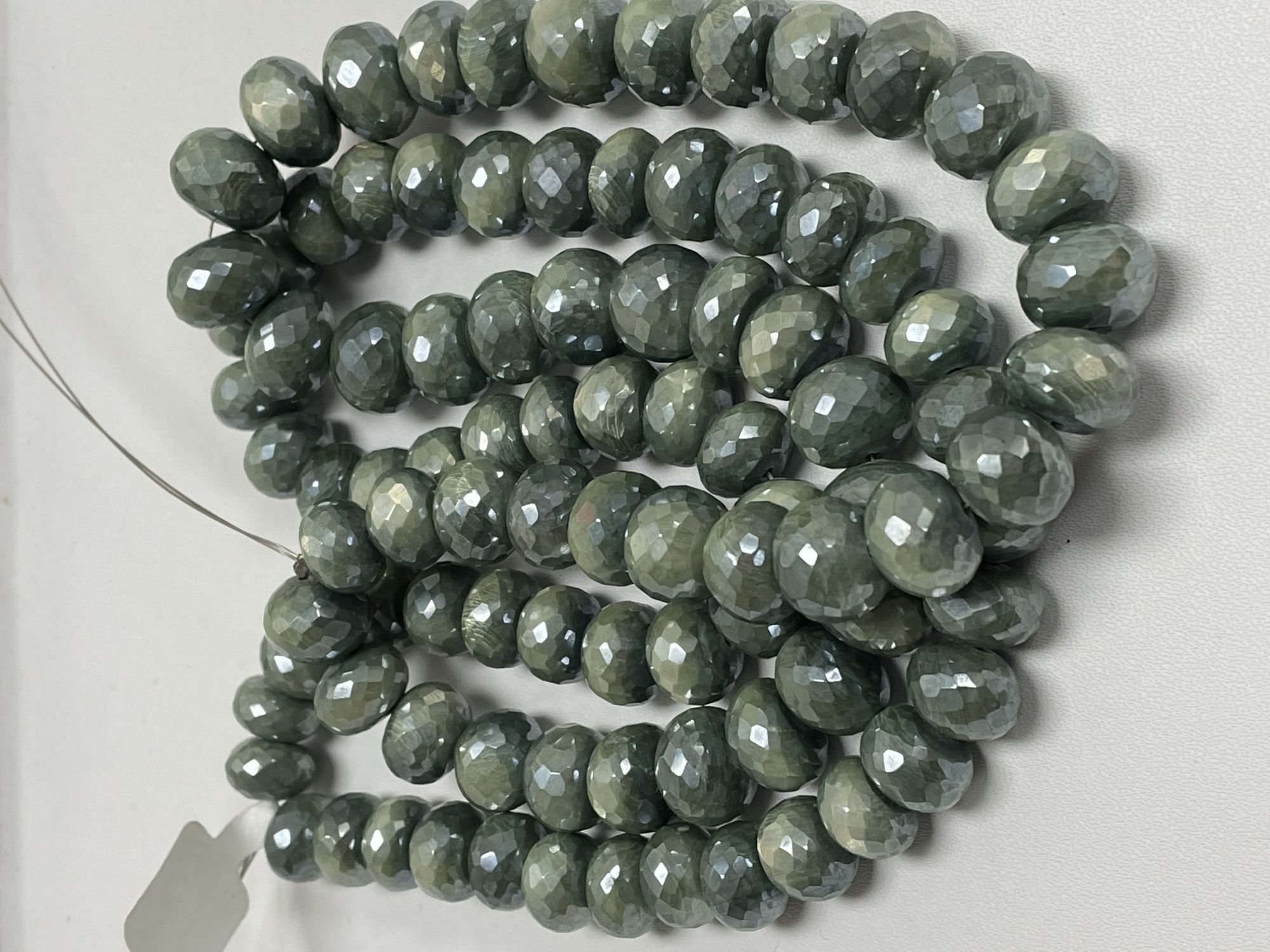 Green Coated Moonstone Rondelle Faceted