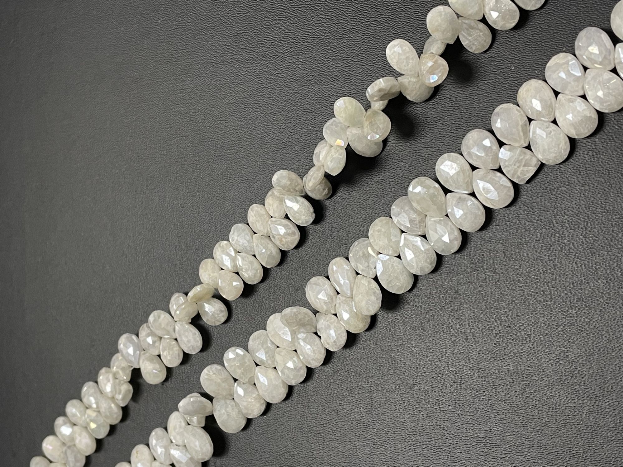 Pearl White Silverite Pear Faceted