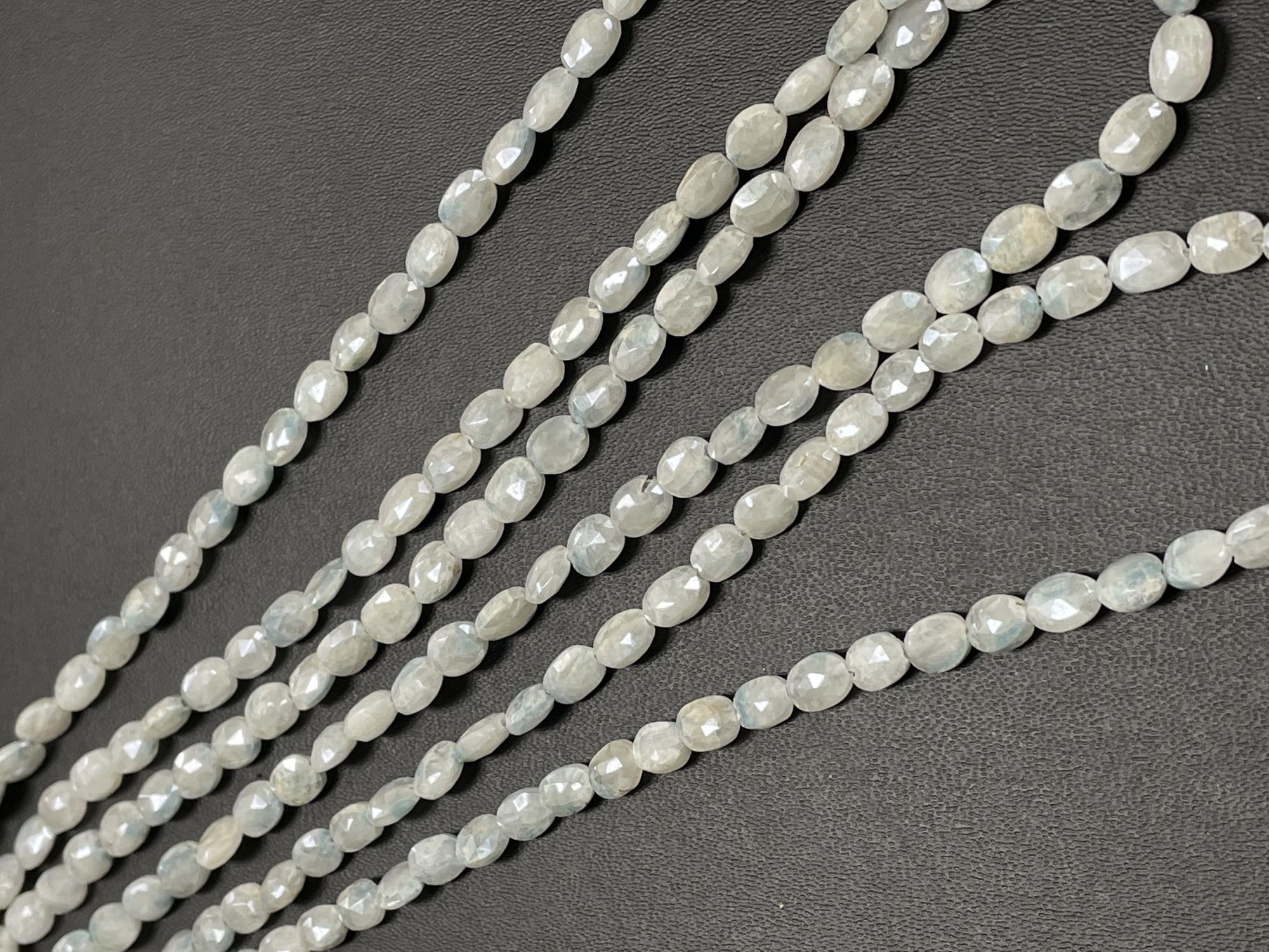 Blue White Silverite Oval Faceted