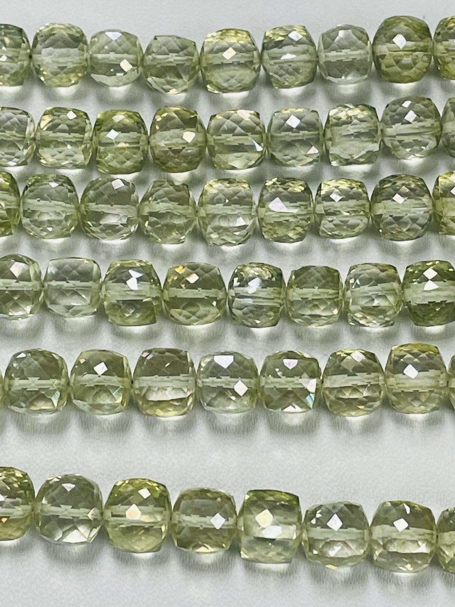 Green Mystic Quartz Cube Faceted