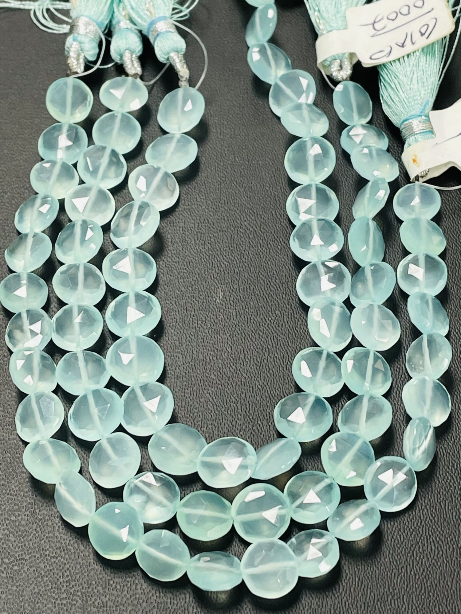Aqua Chalcedony Coin Faceted