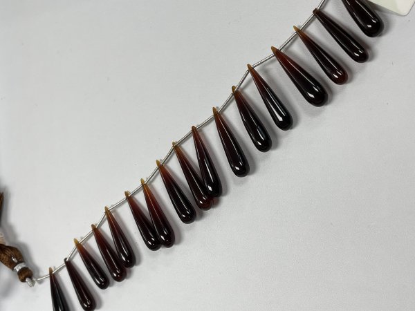 Brown Chalcedony Long Drops Smooth