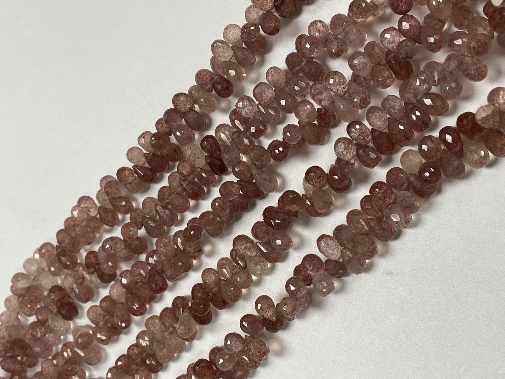 Pink Strawberry Quartz Drop Faceted