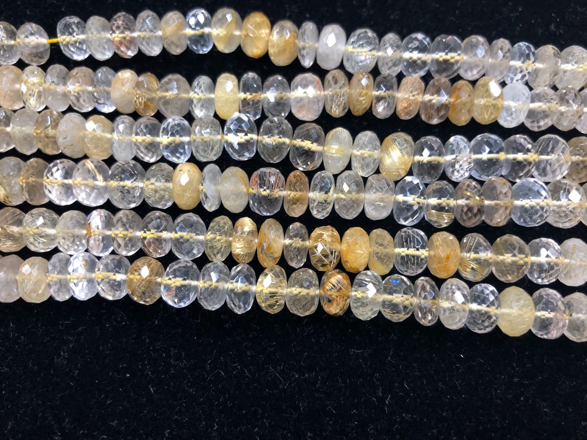 Golden Rutilated Quartz Rondelles Faceted
