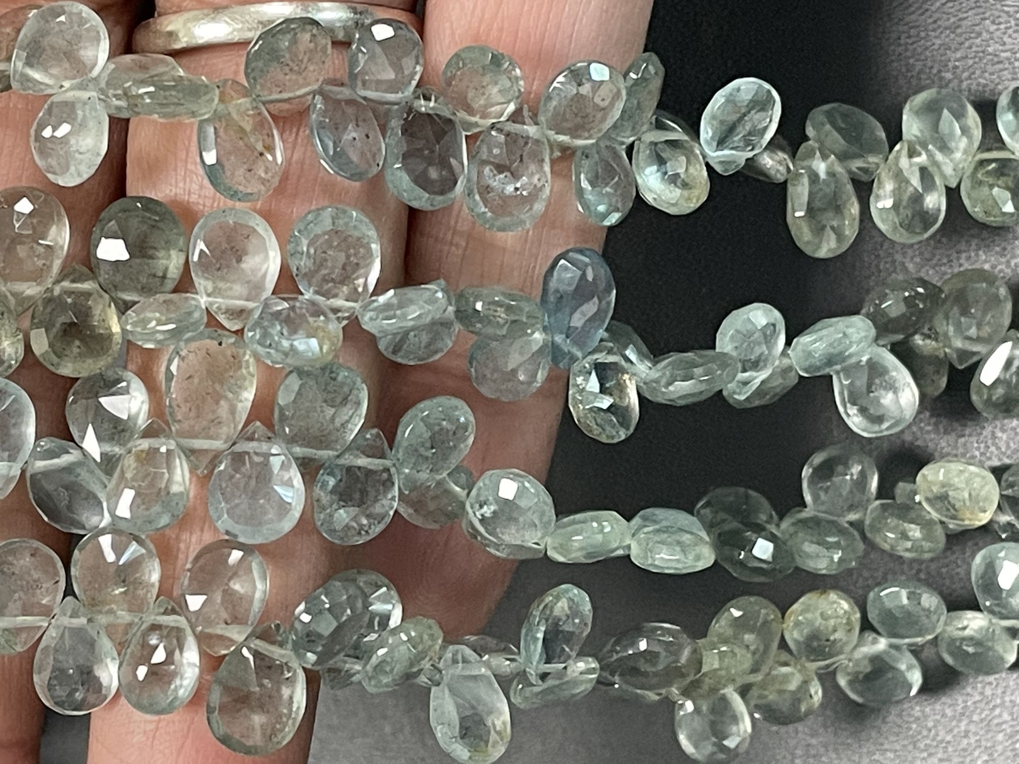 Moss Aquamarine Pear Faceted