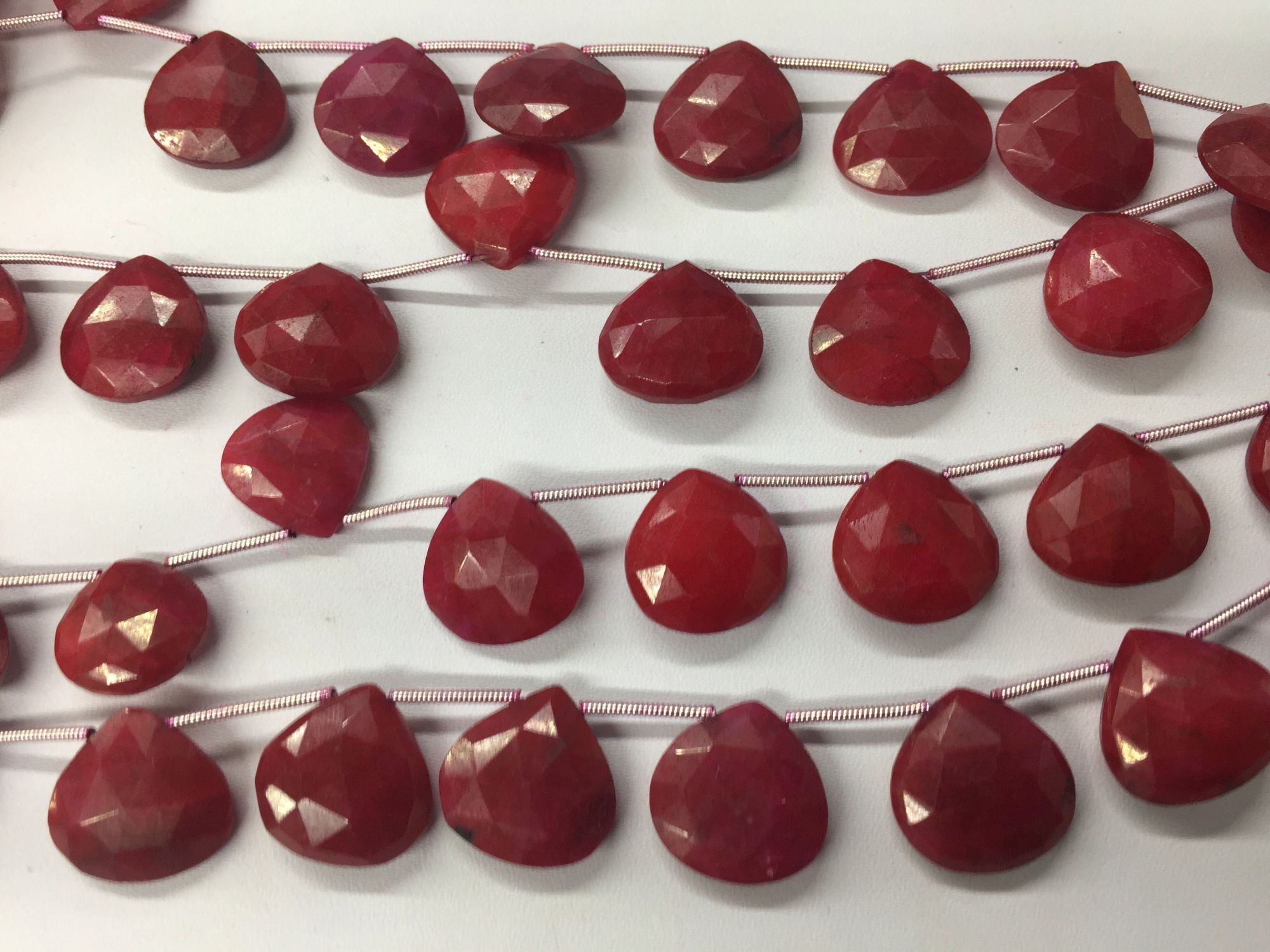 Ruby Hearts Faceted (Heat Treated)