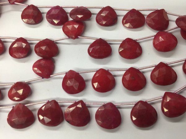 Ruby Hearts Faceted (Heat Treated)