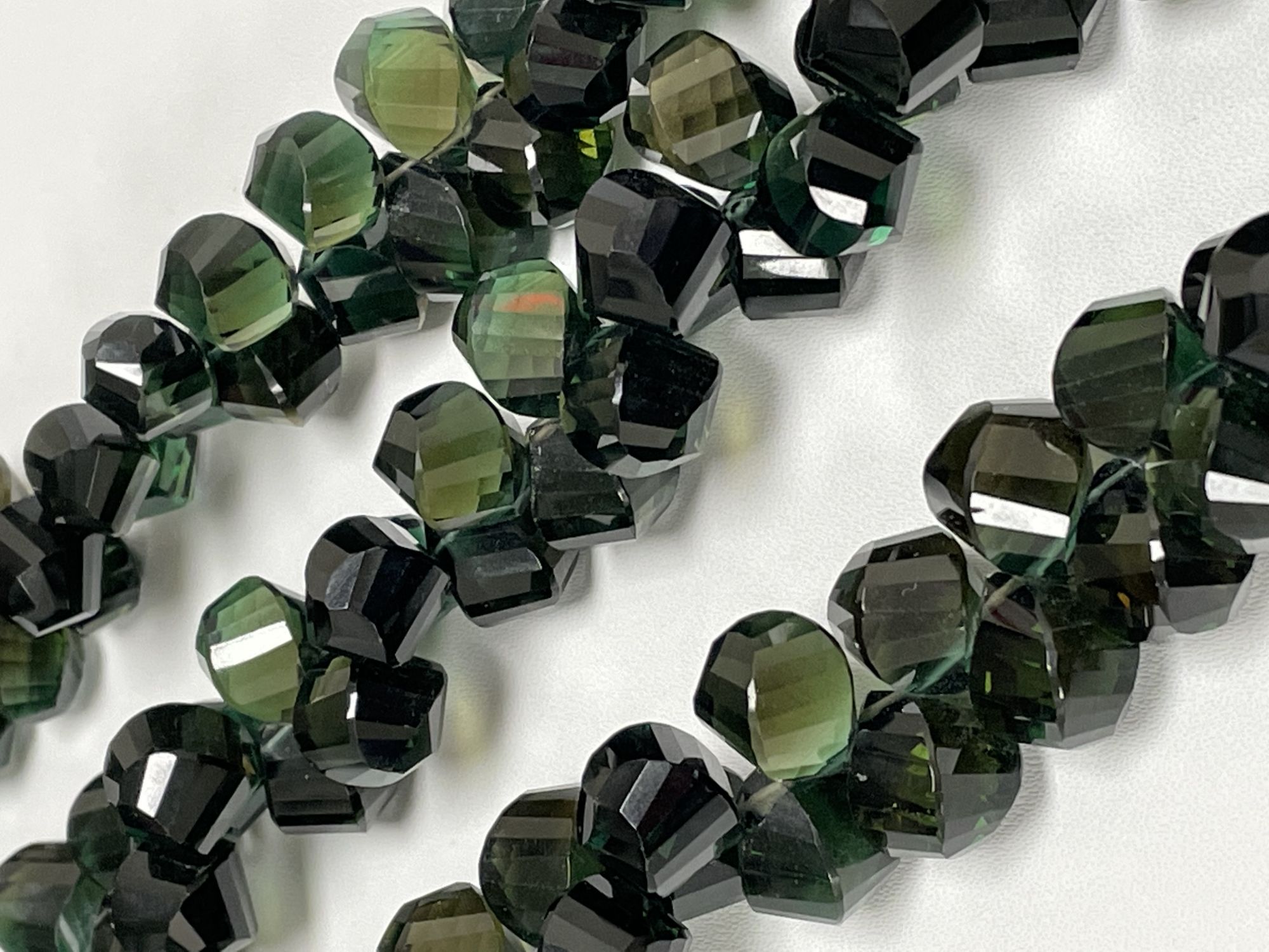 Olive Green Hydro Quartz Twisted Drop Faceted