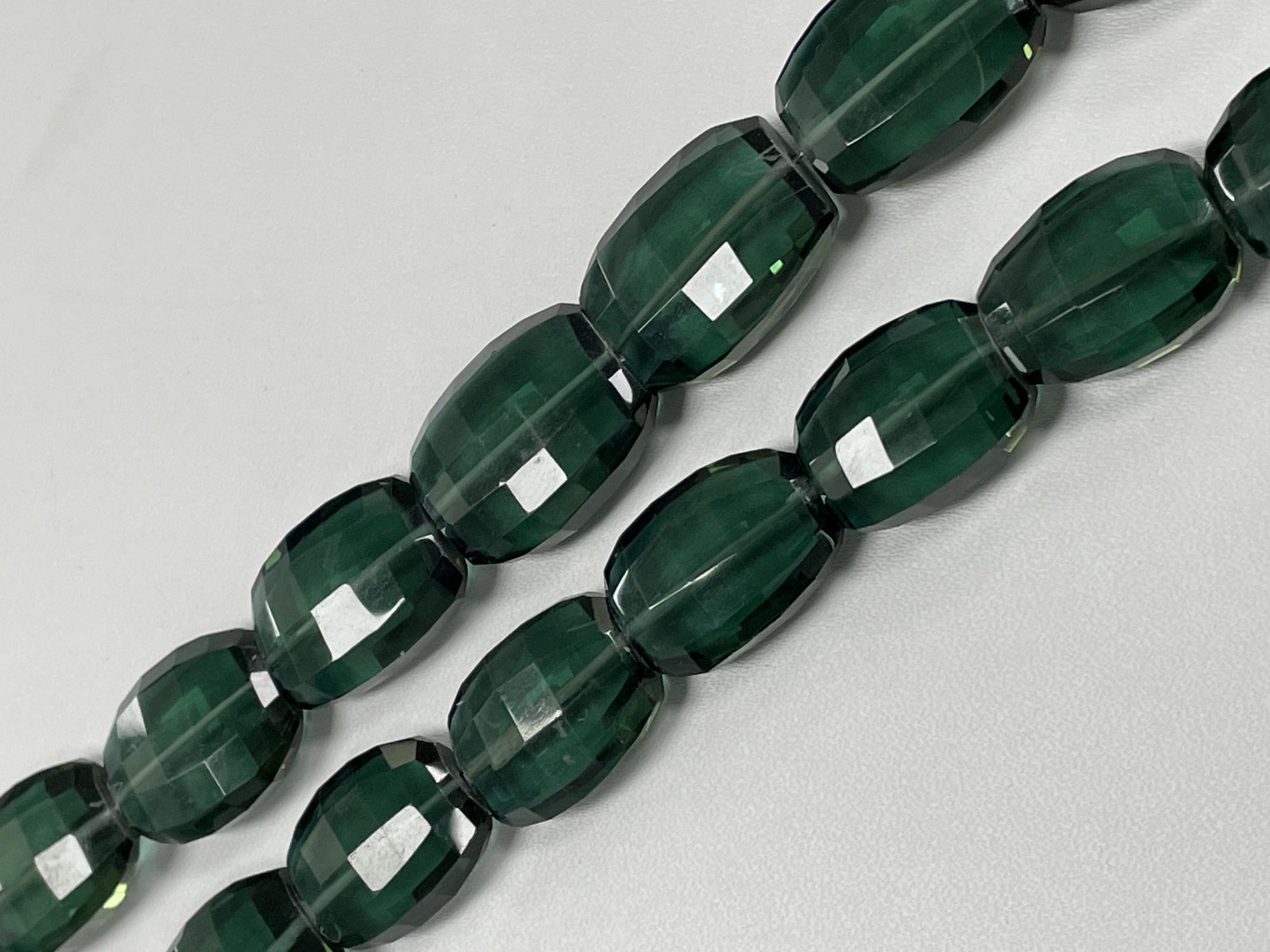Forest Green Hydro Quartz Barrel Faceted