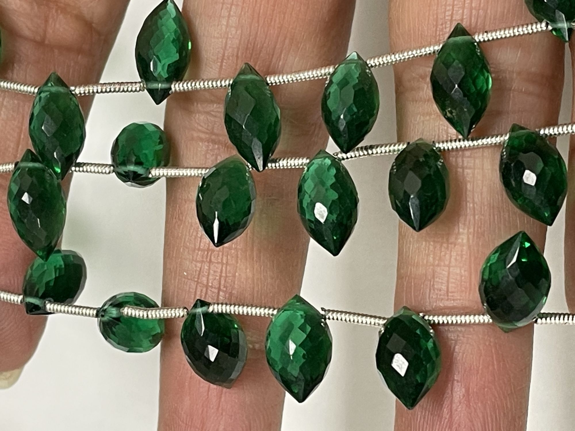 Green Hydro Quartz Puff Marquise Faceted