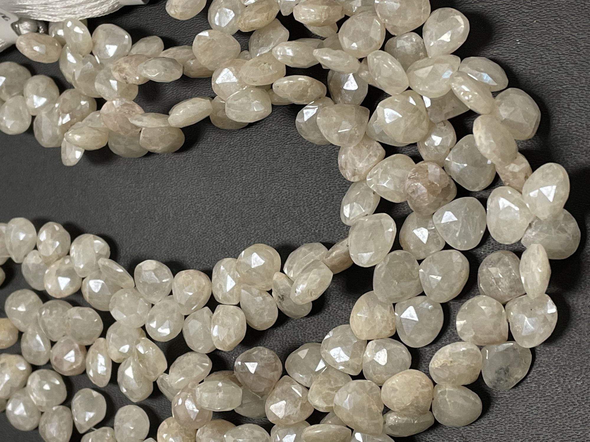 Pearl White Silverite Heart Faceted