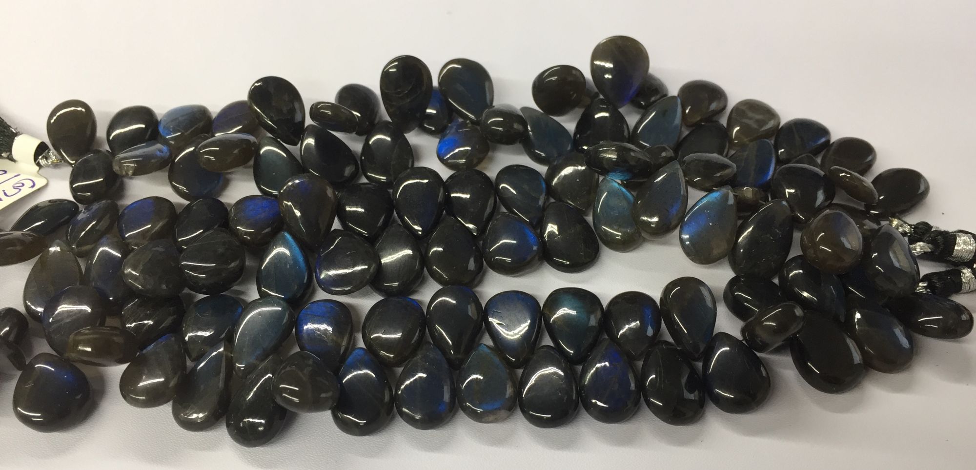 Natural Black Labradorite Pears Smooth