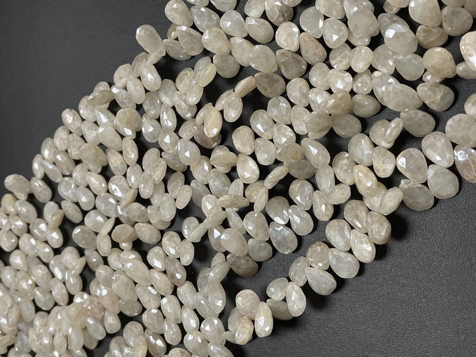 Pearl White Silverite Pear Faceted