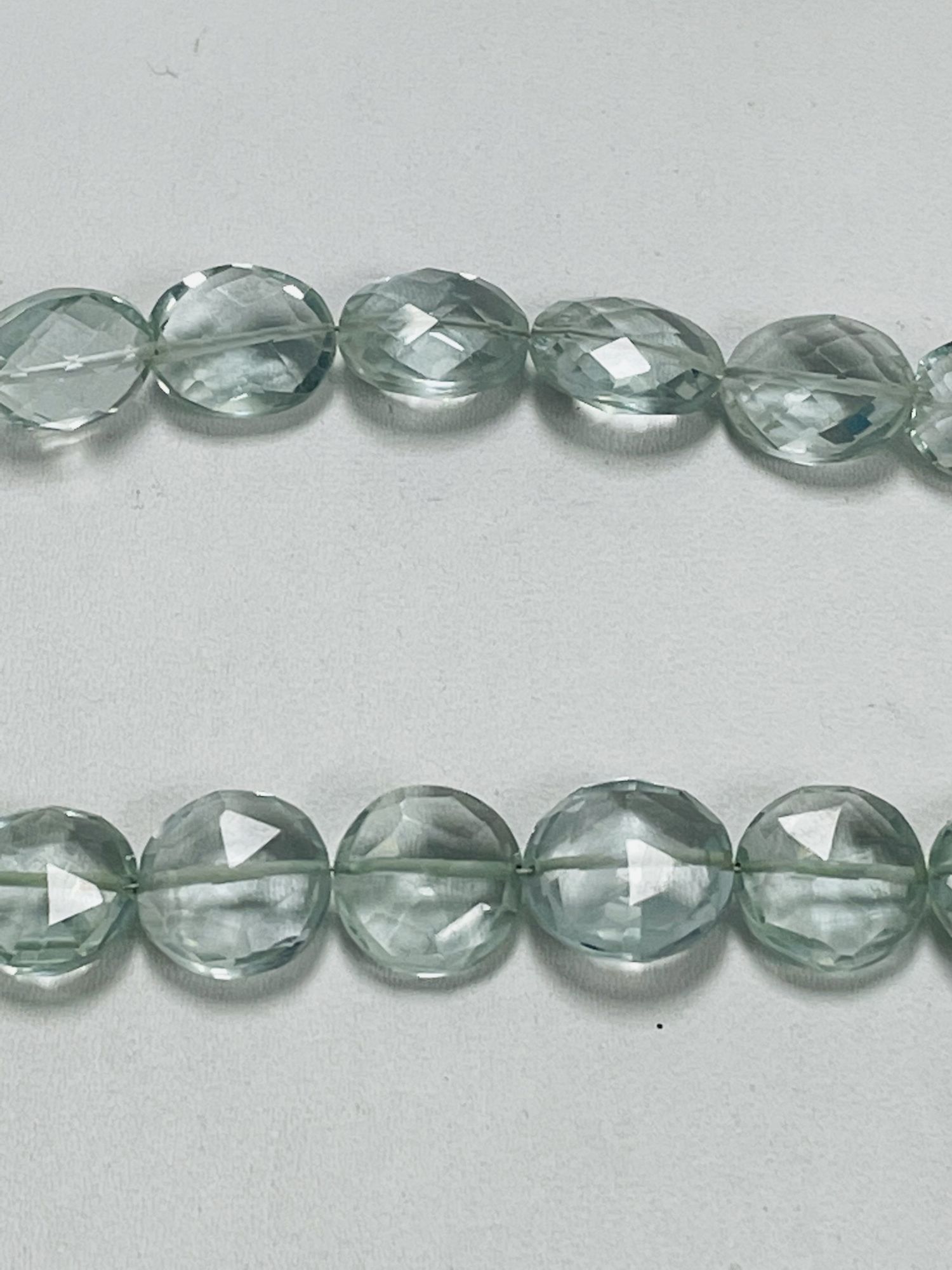 Aqua Hydro Quartz Coin Faceted
