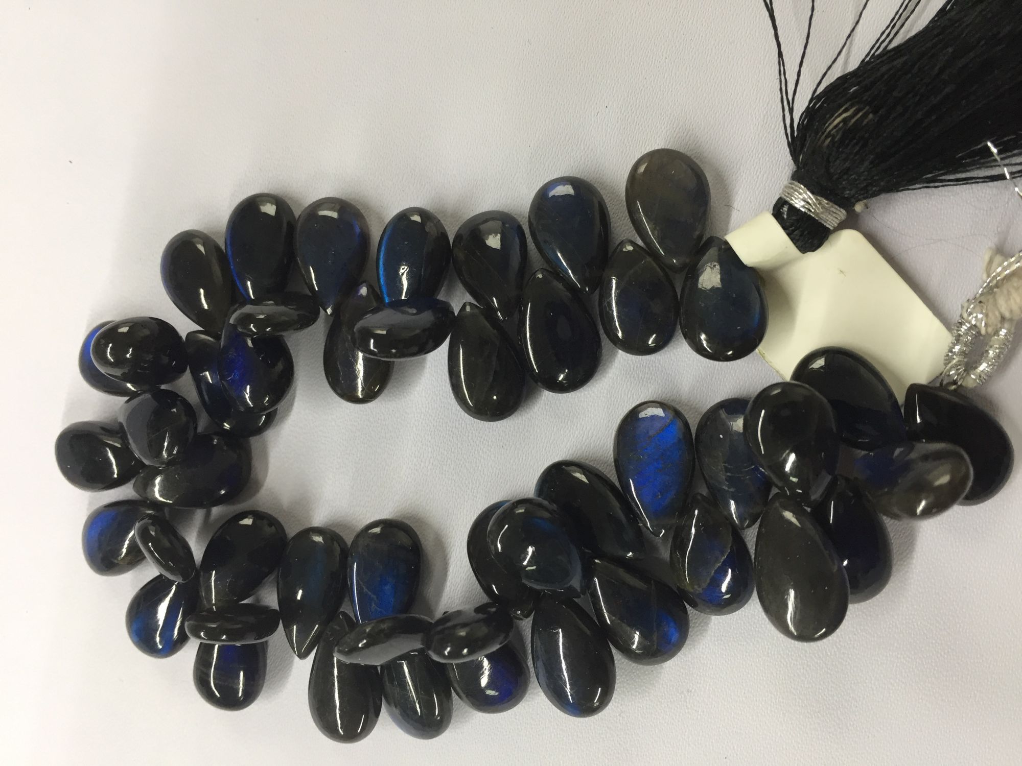 Natural Black Labradorite Pears Smooth