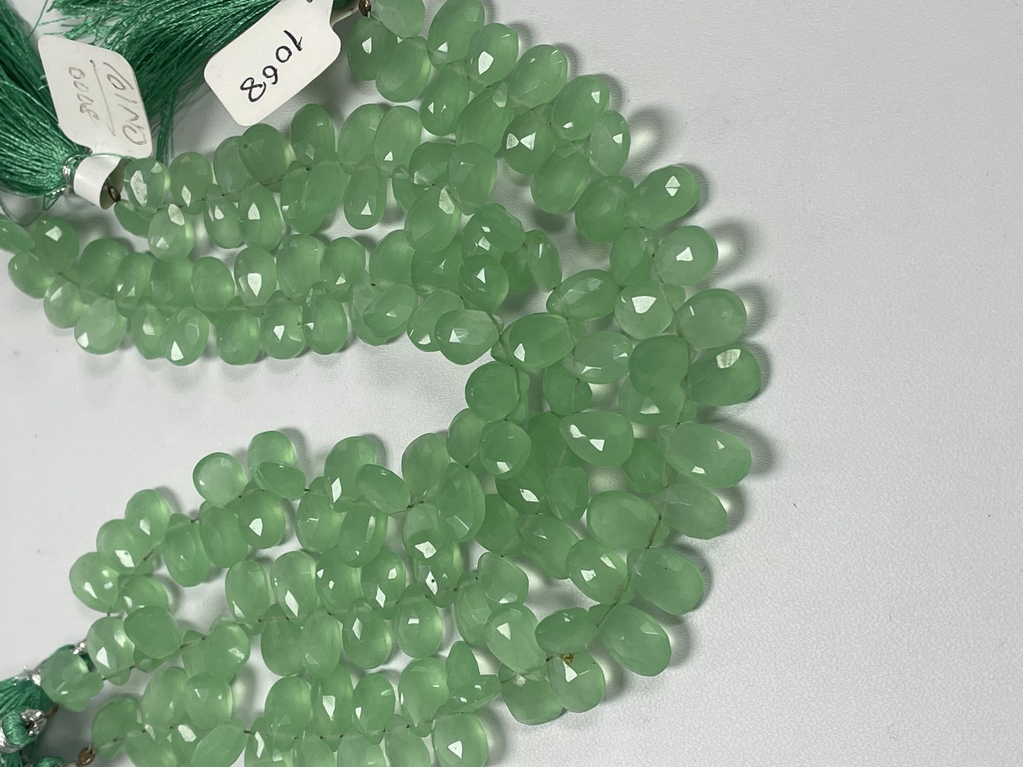 Green Chalcedony Pear Faceted