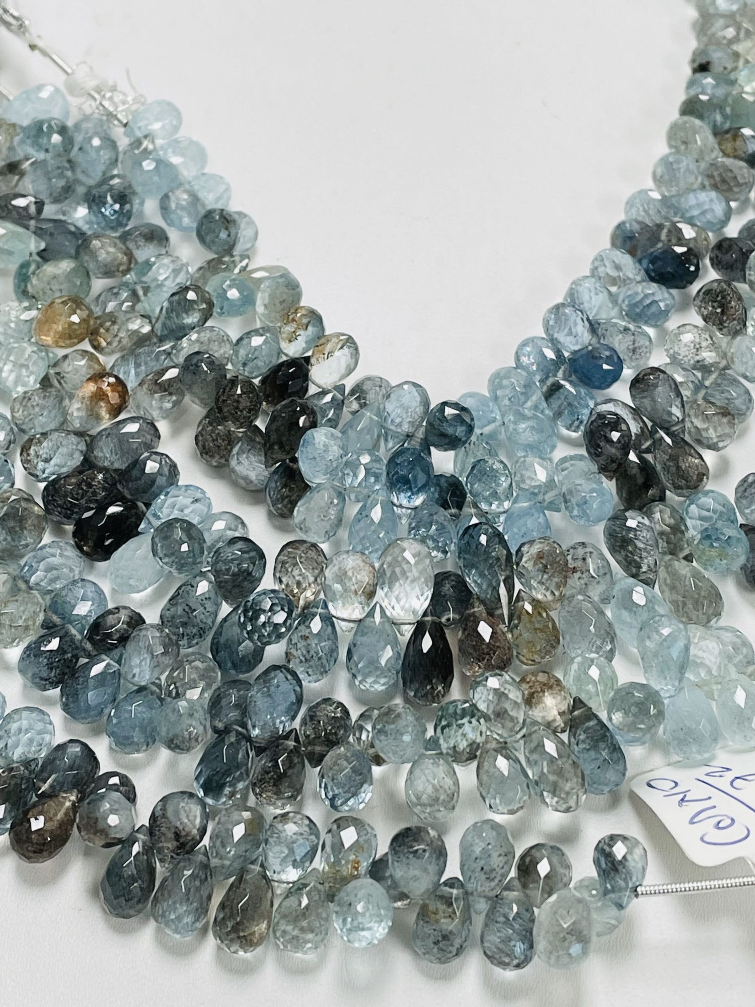 Copper Aquamarine Drop Faceted
