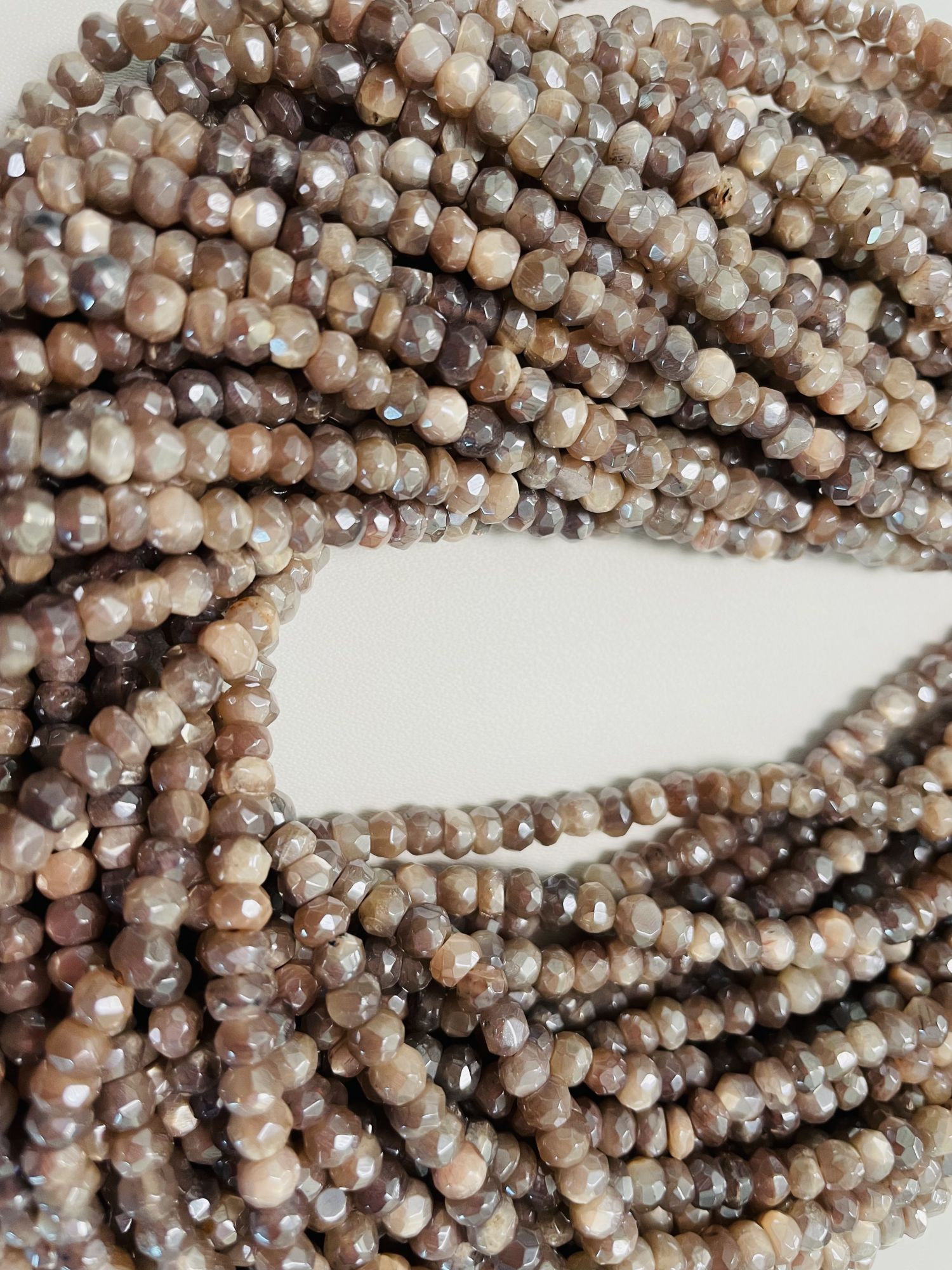 Coated Chocolate Moonstone Rondelle