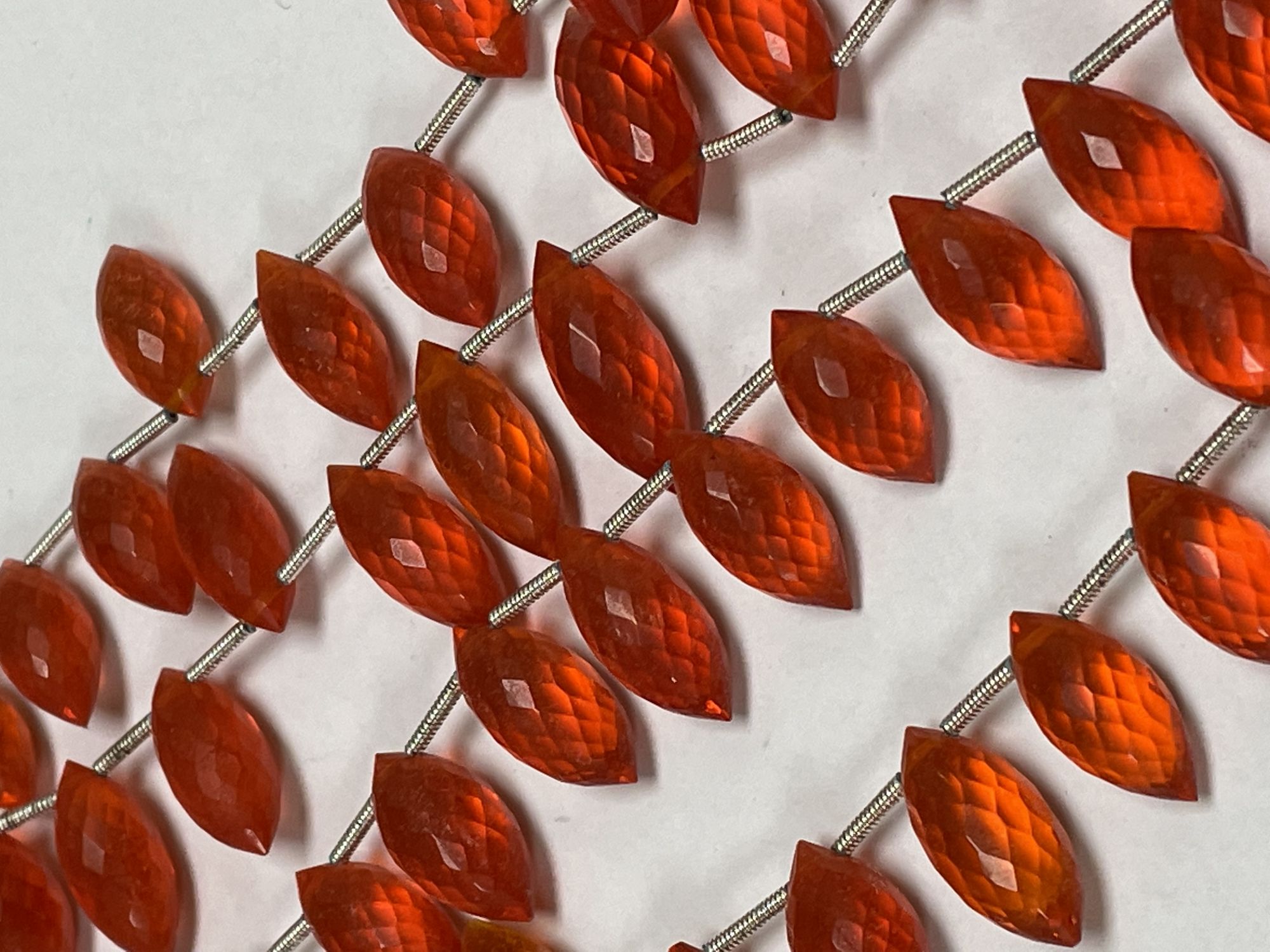 Orange Hydro Quartz Puff Marquise Faceted