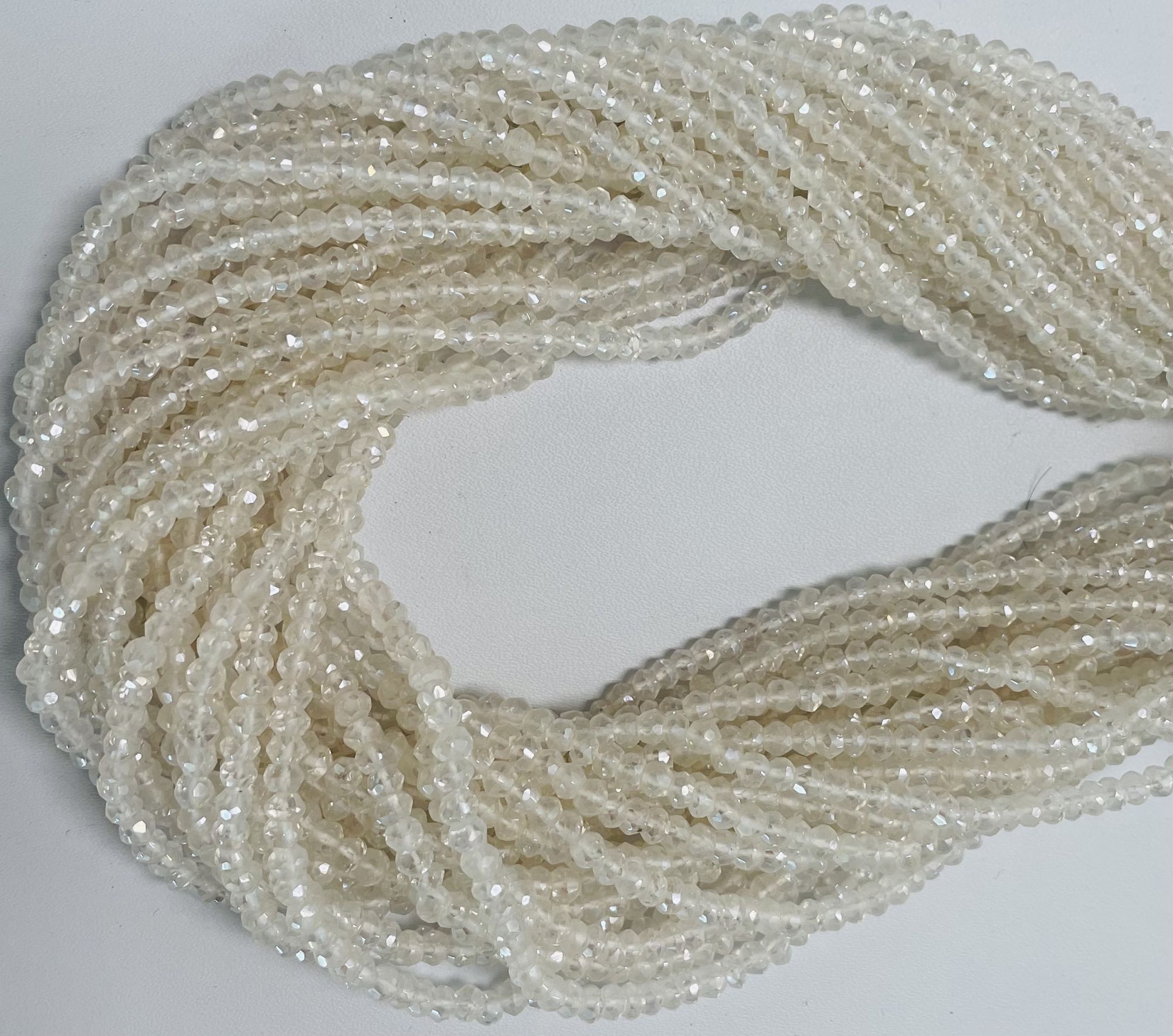 Pearl White Mystic Quartz Rondelle Faceted