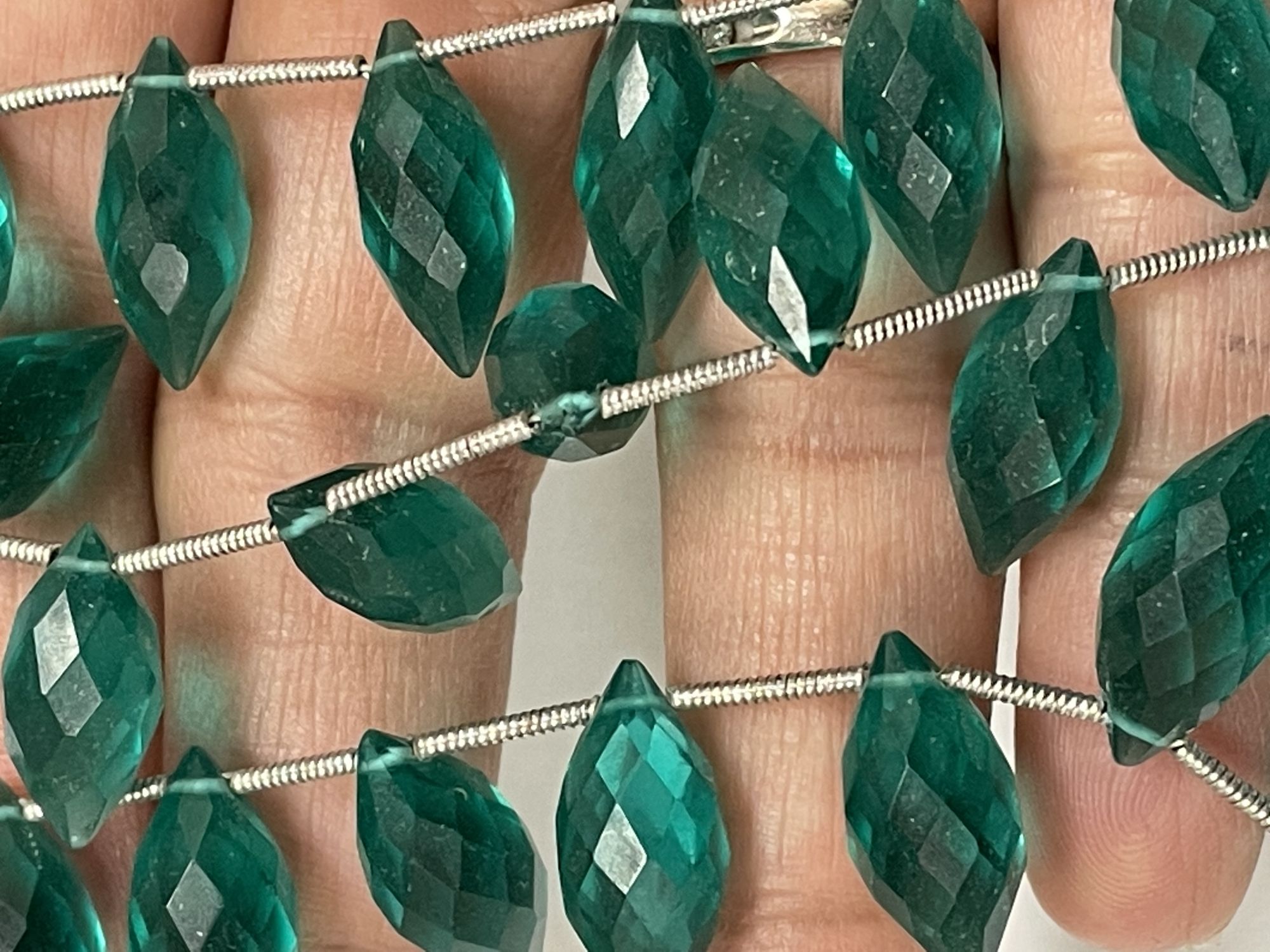 Teal Hydro Quartz Puff Marquise Faceted