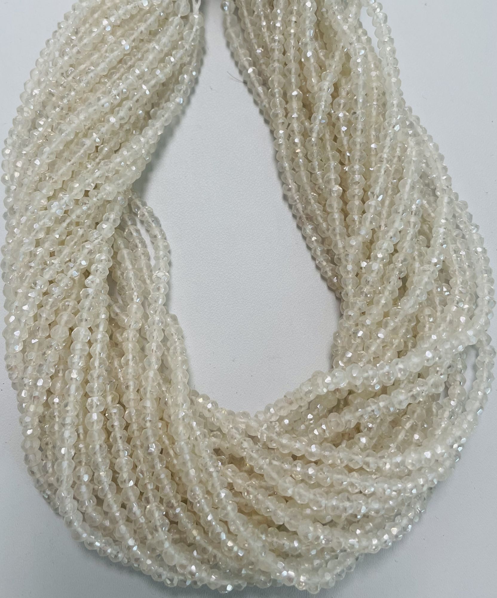 Pearl White Mystic Quartz Rondelle Faceted