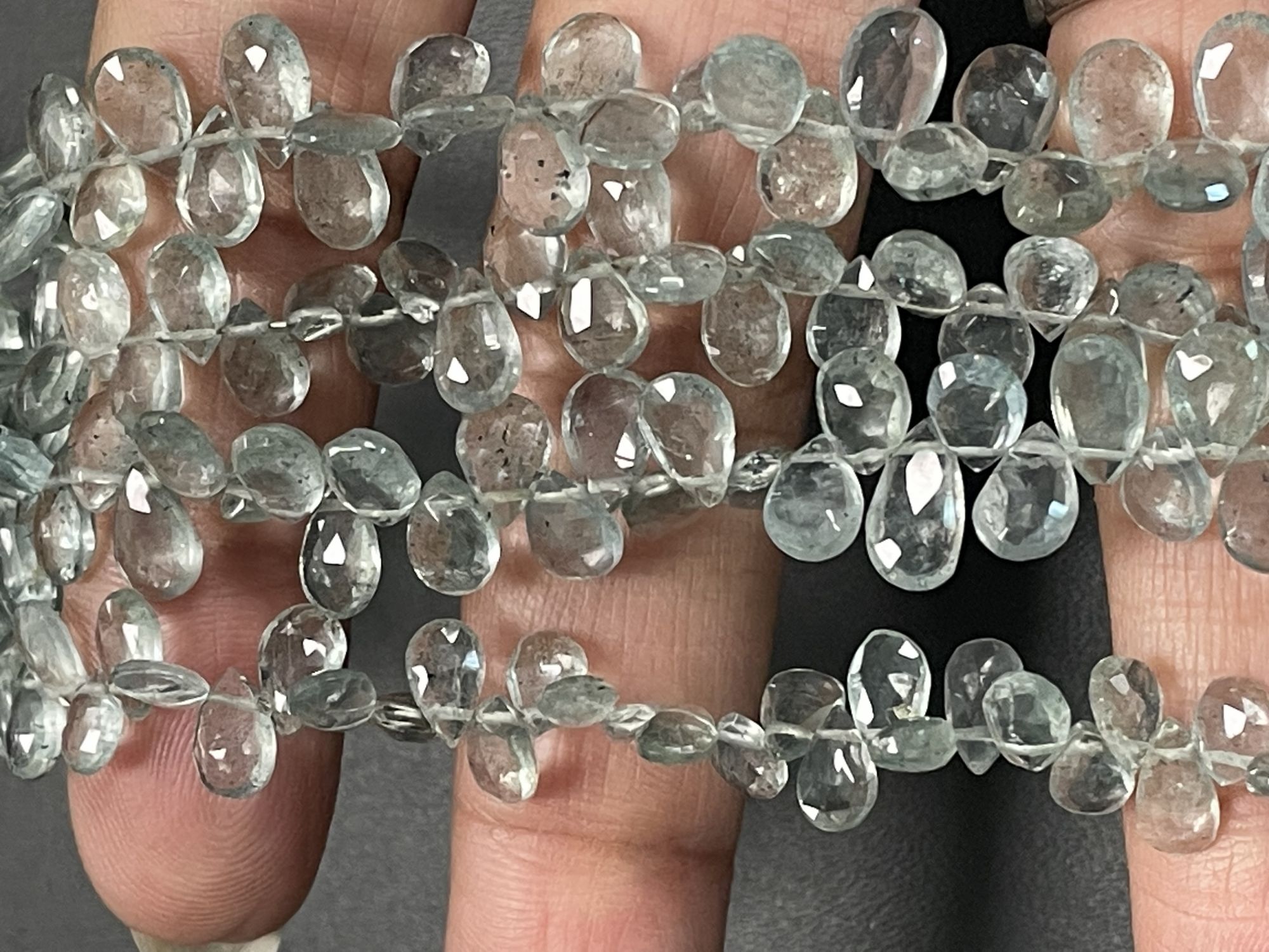 Moss Aquamarine Pear Faceted