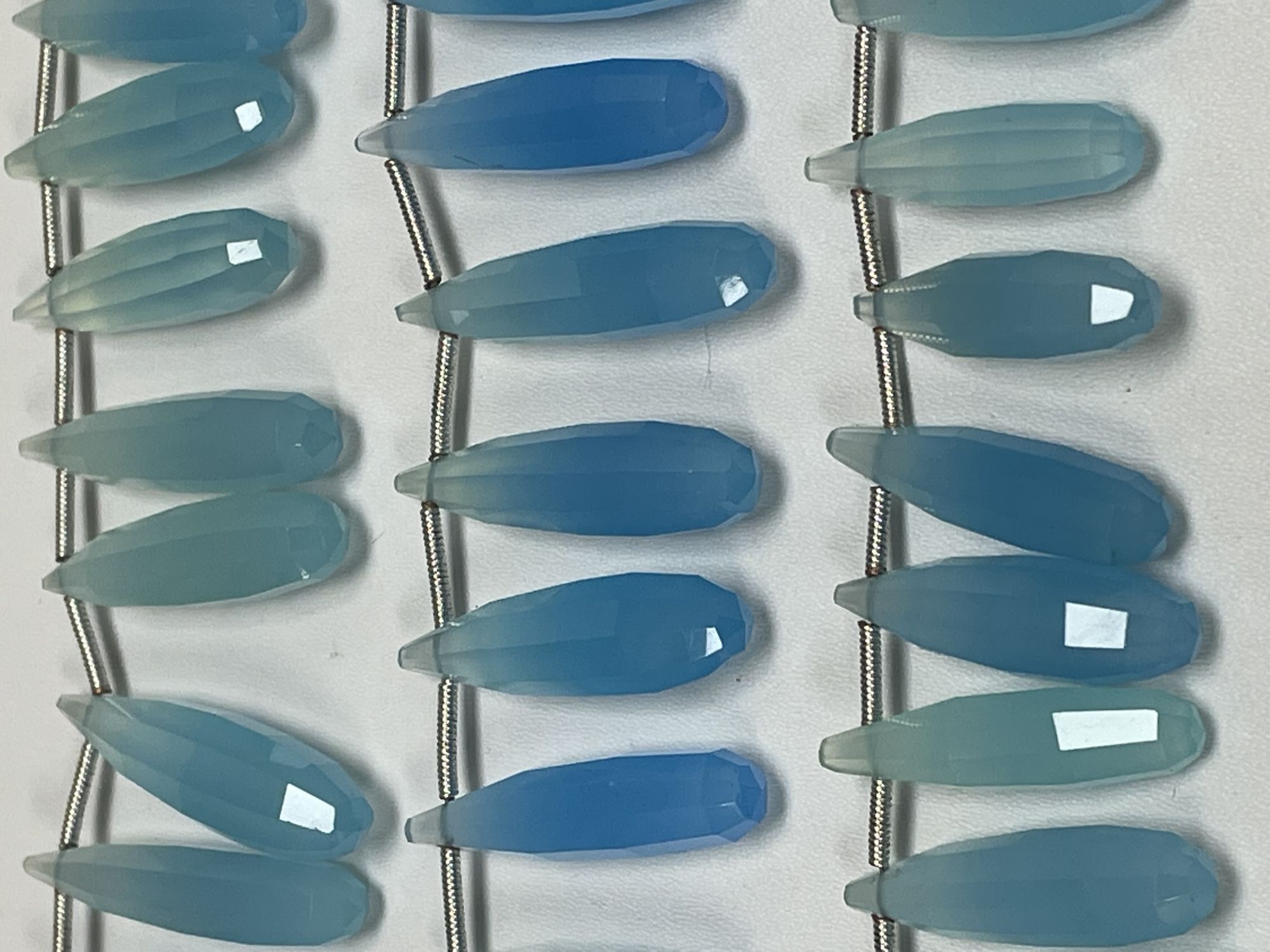 Blue Chalcedony Long Drop Faceted