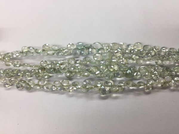 Aquamarine Hearts Faceted (COATED)