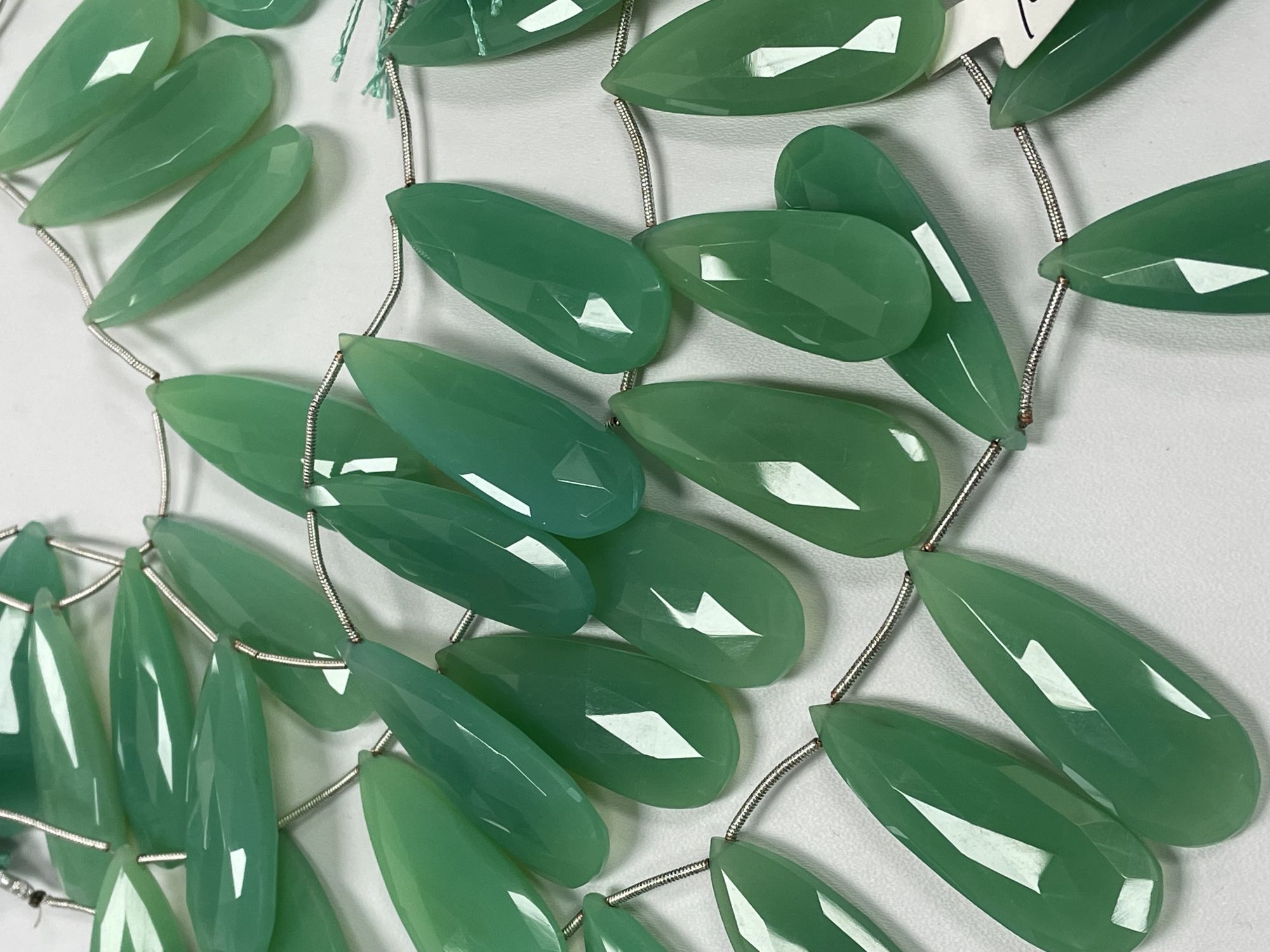 Green Chalcedony Long Pear Faceted