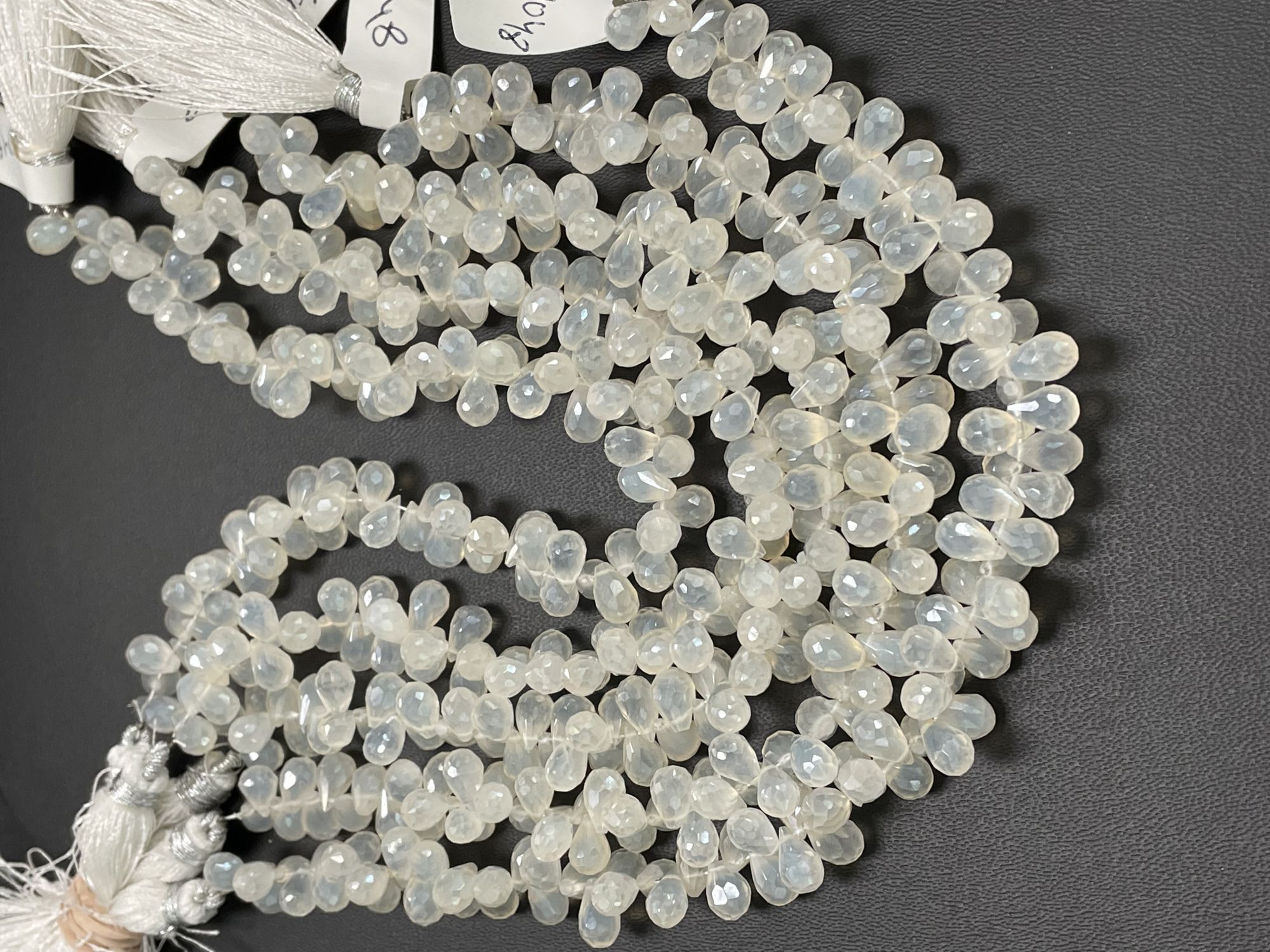 Coated Pearl Chalcedony Drop Faceted