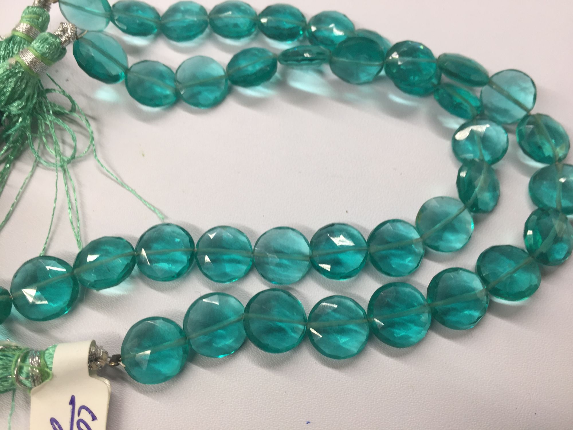 Teal Blue Hydro Quartz Coin Faceted