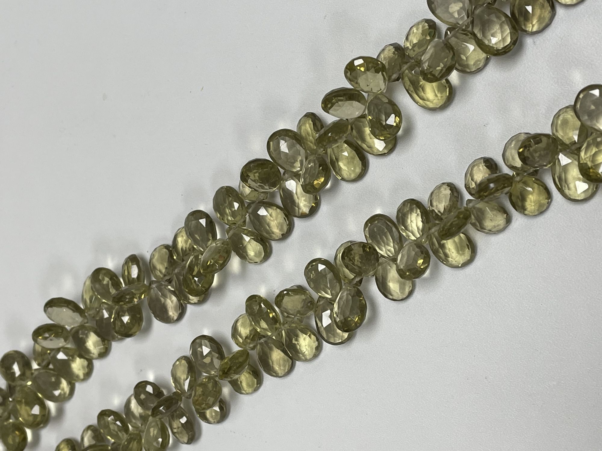 Olive Quartz Pear Faceted