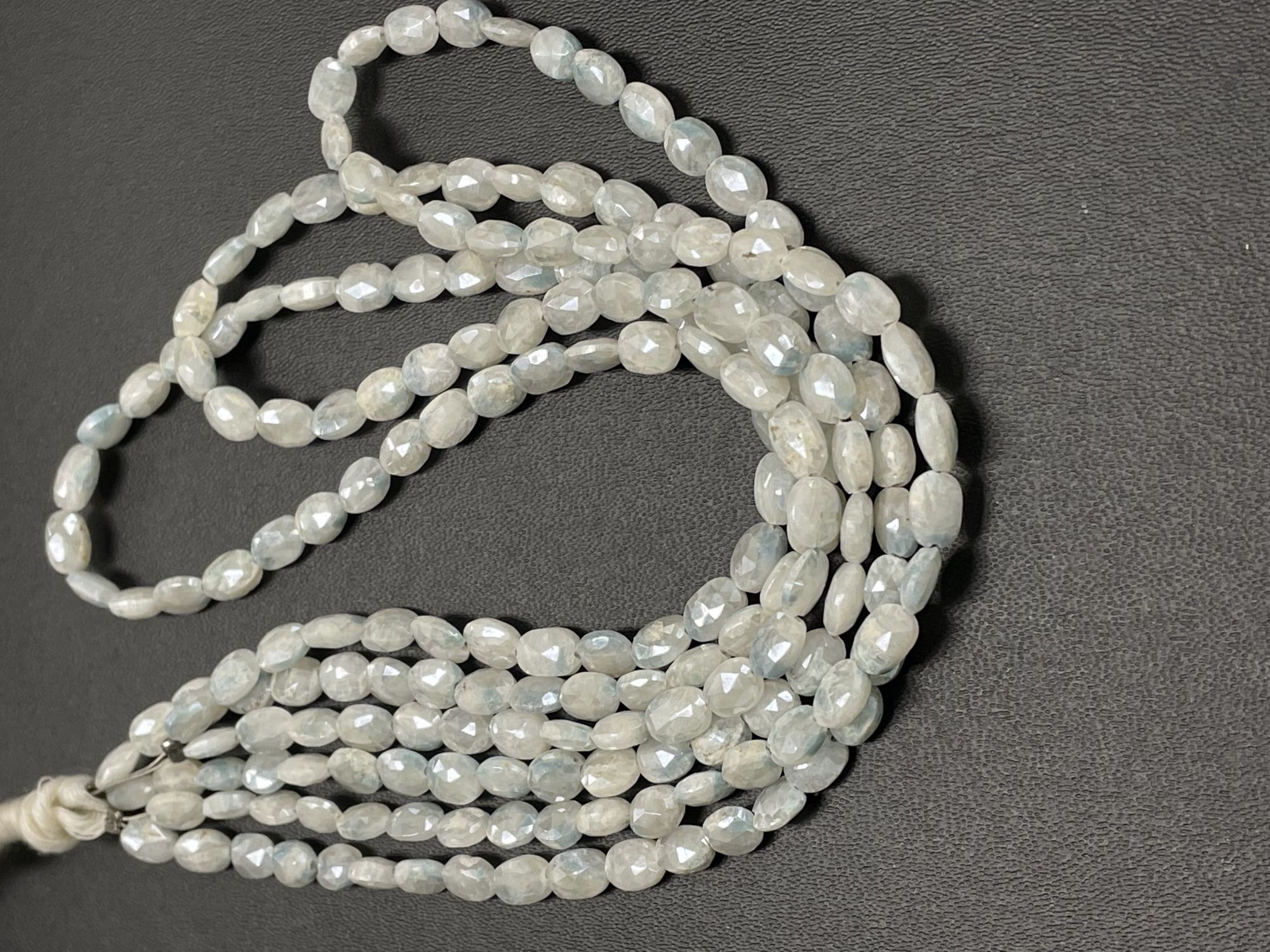 Blue White Silverite Oval Faceted