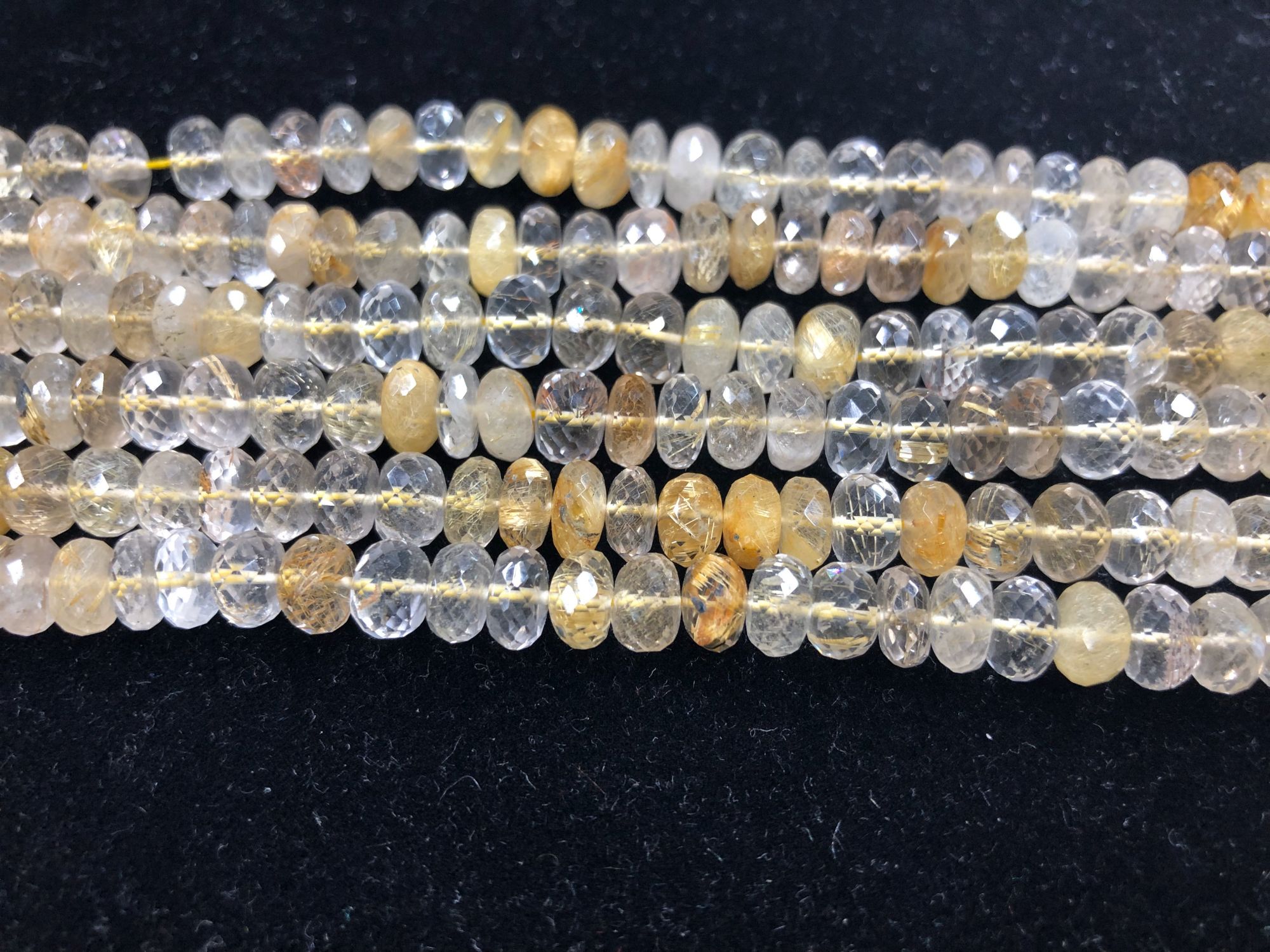 Golden Rutilated Quartz Rondelles Faceted
