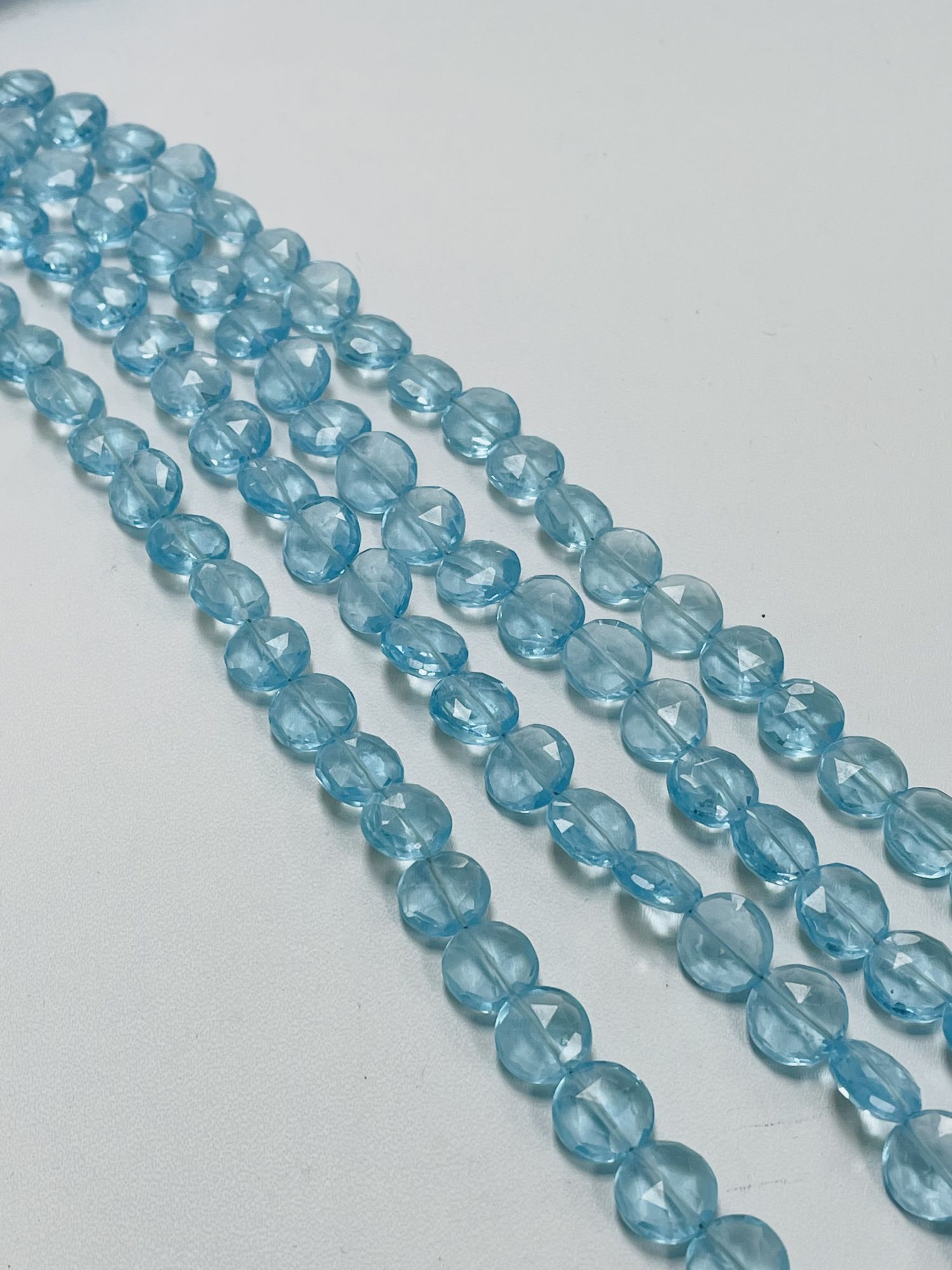 Sky Blue Hydro Quartz Coin Faceted