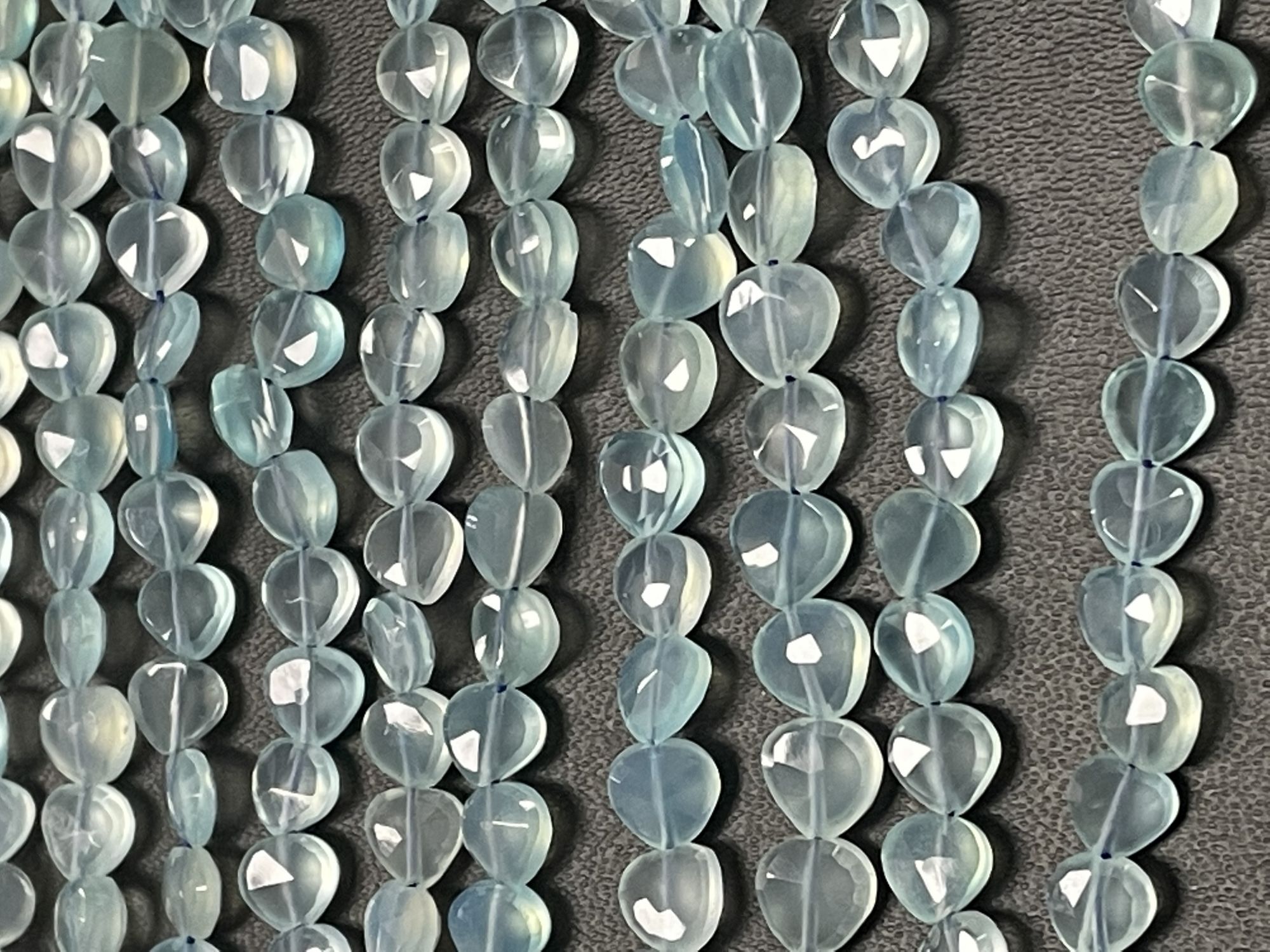 Aqua Chalcedony Heart Straight Drill Faceted