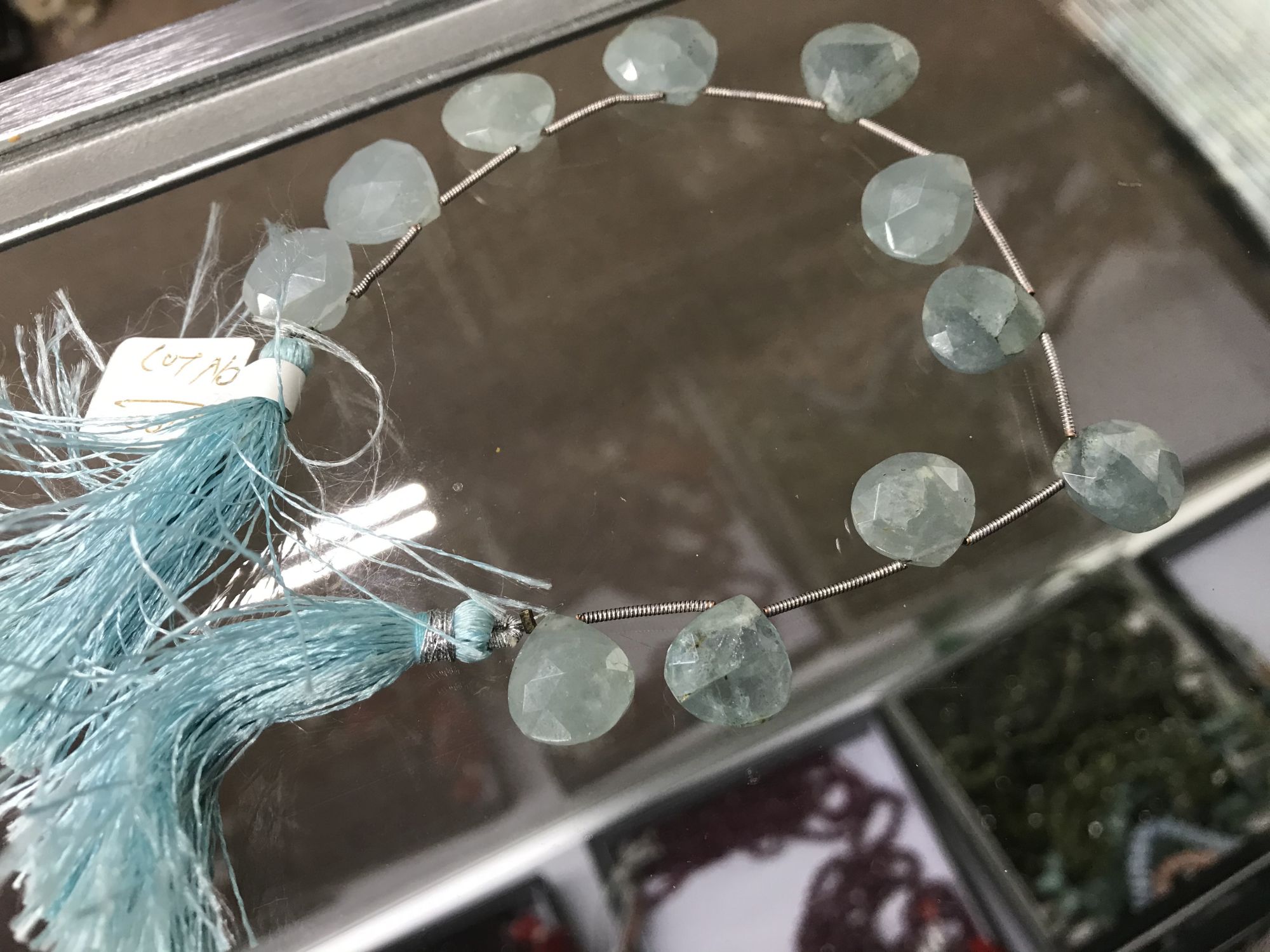 Aquamarine Hearts Faceted