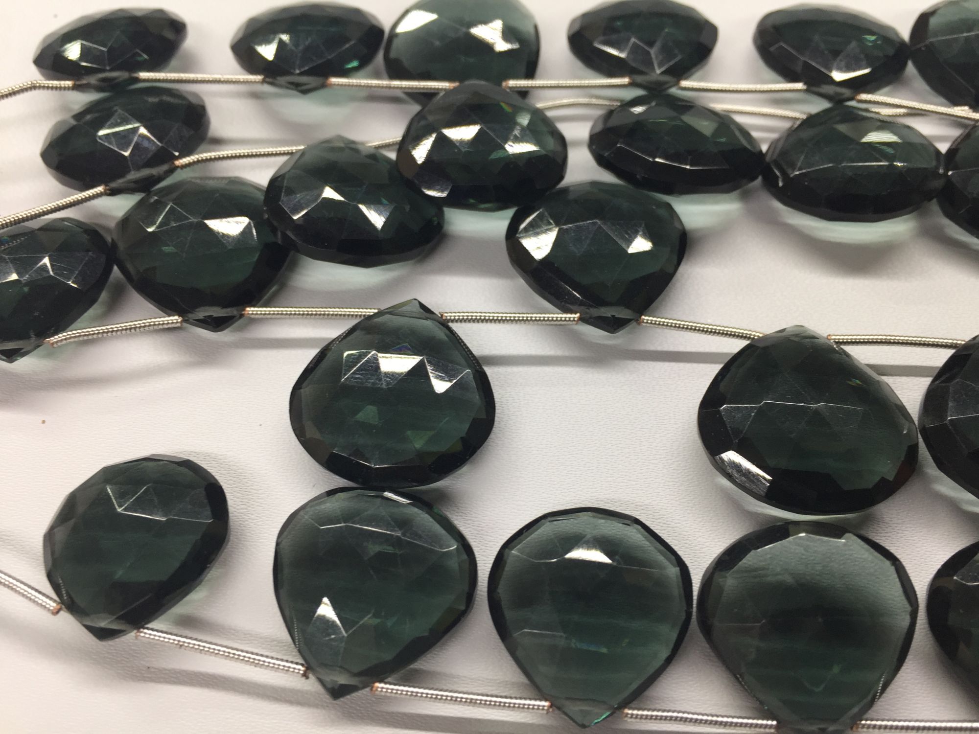 Grey Hydro Quartz Hearts Faceted