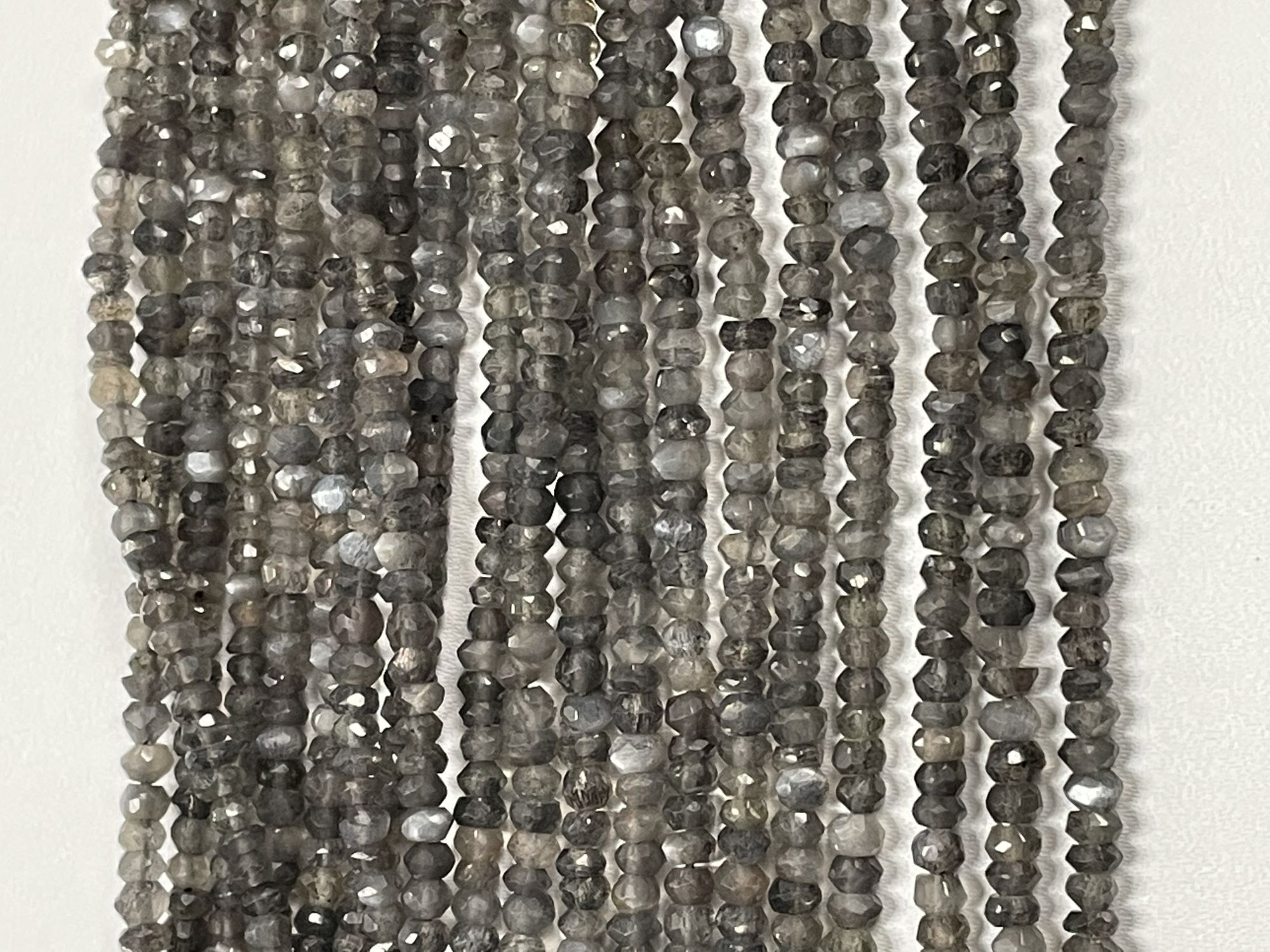 Dark Grey Moonstone Rondelle Faceted