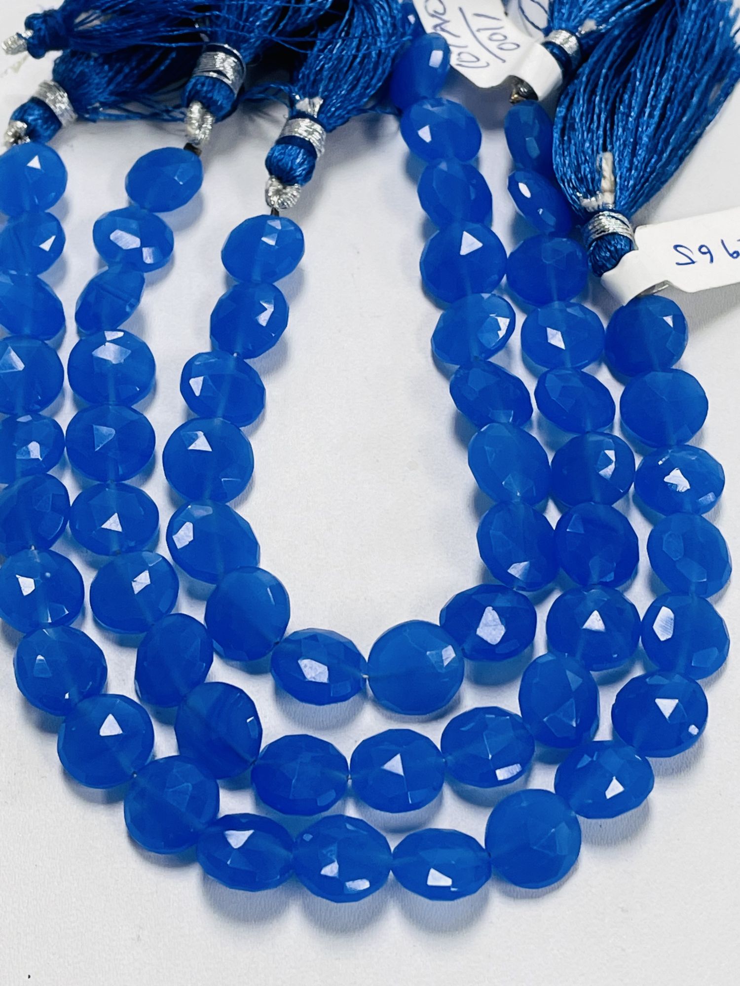 Dark Blue Chalcedony Coin Faceted