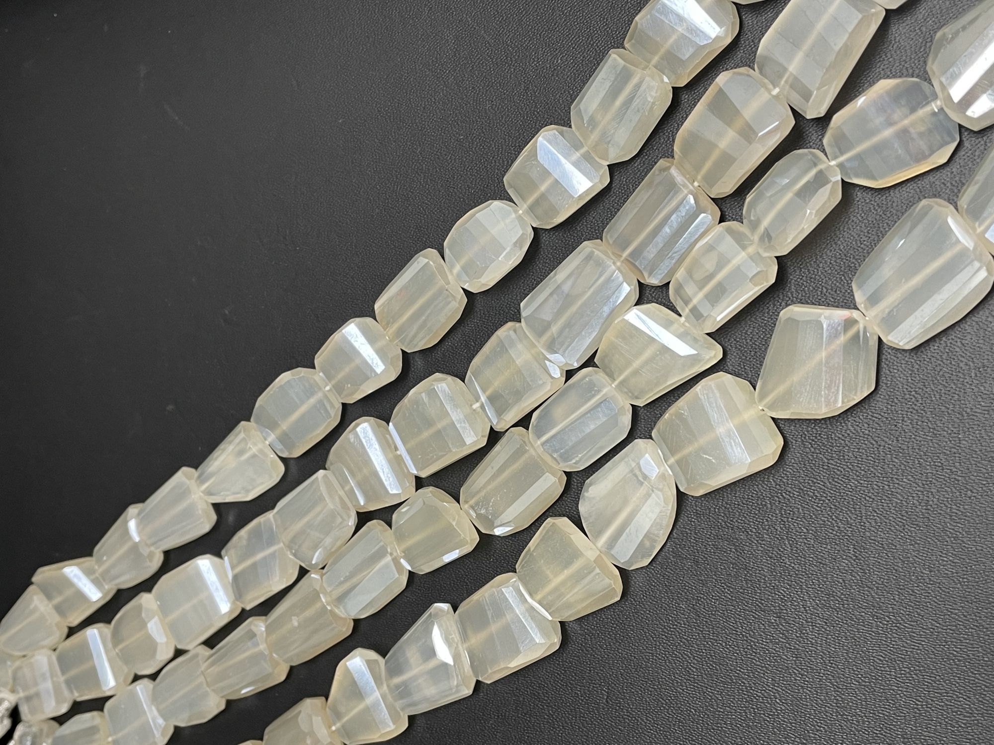 Pearl White Chalcedony Nuggets Faceted