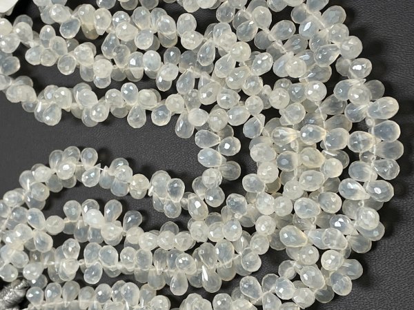 Coated Pearl Chalcedony Drop Faceted