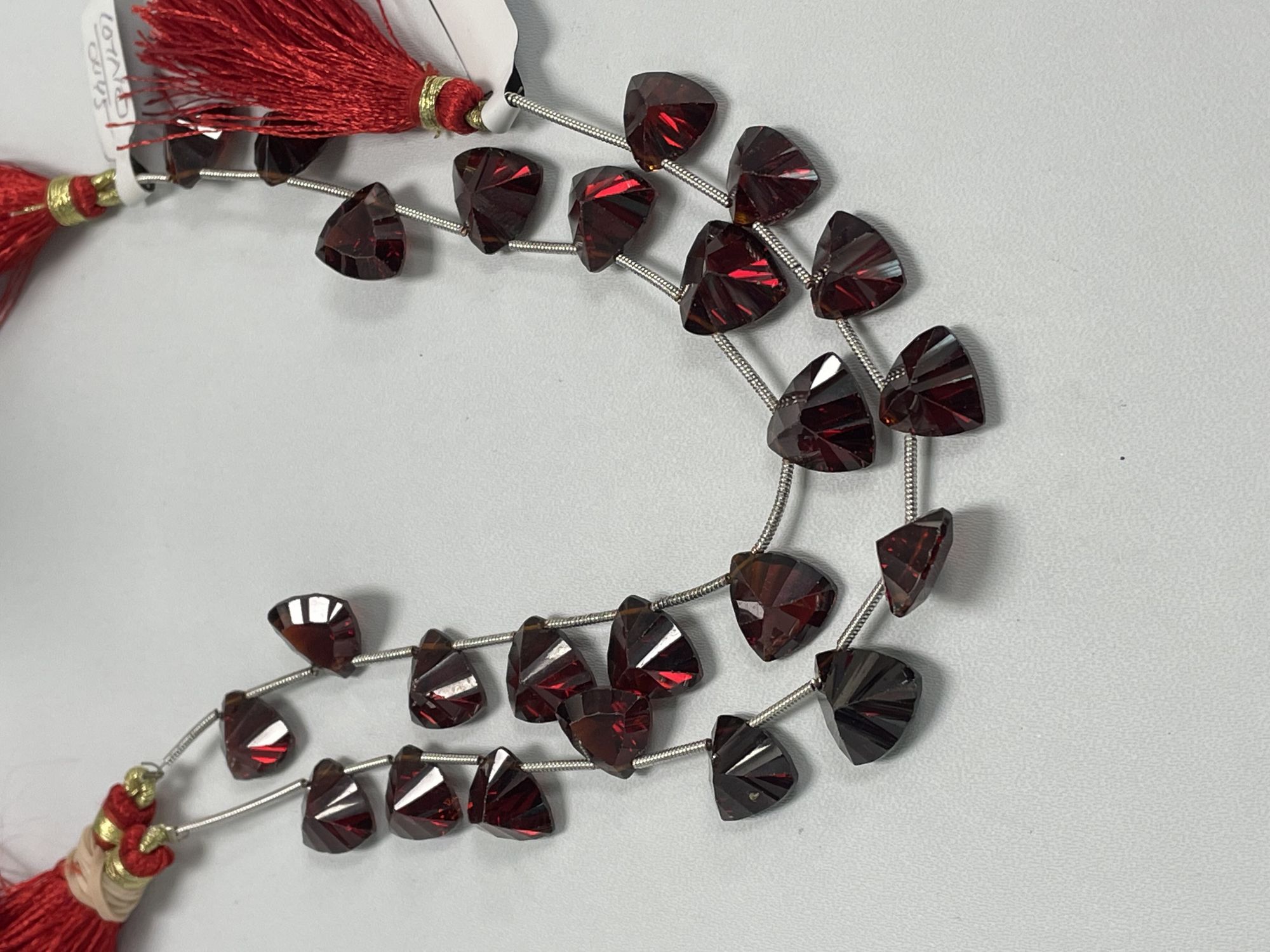 Red Garnet Hydro Trillions Concave Faceted