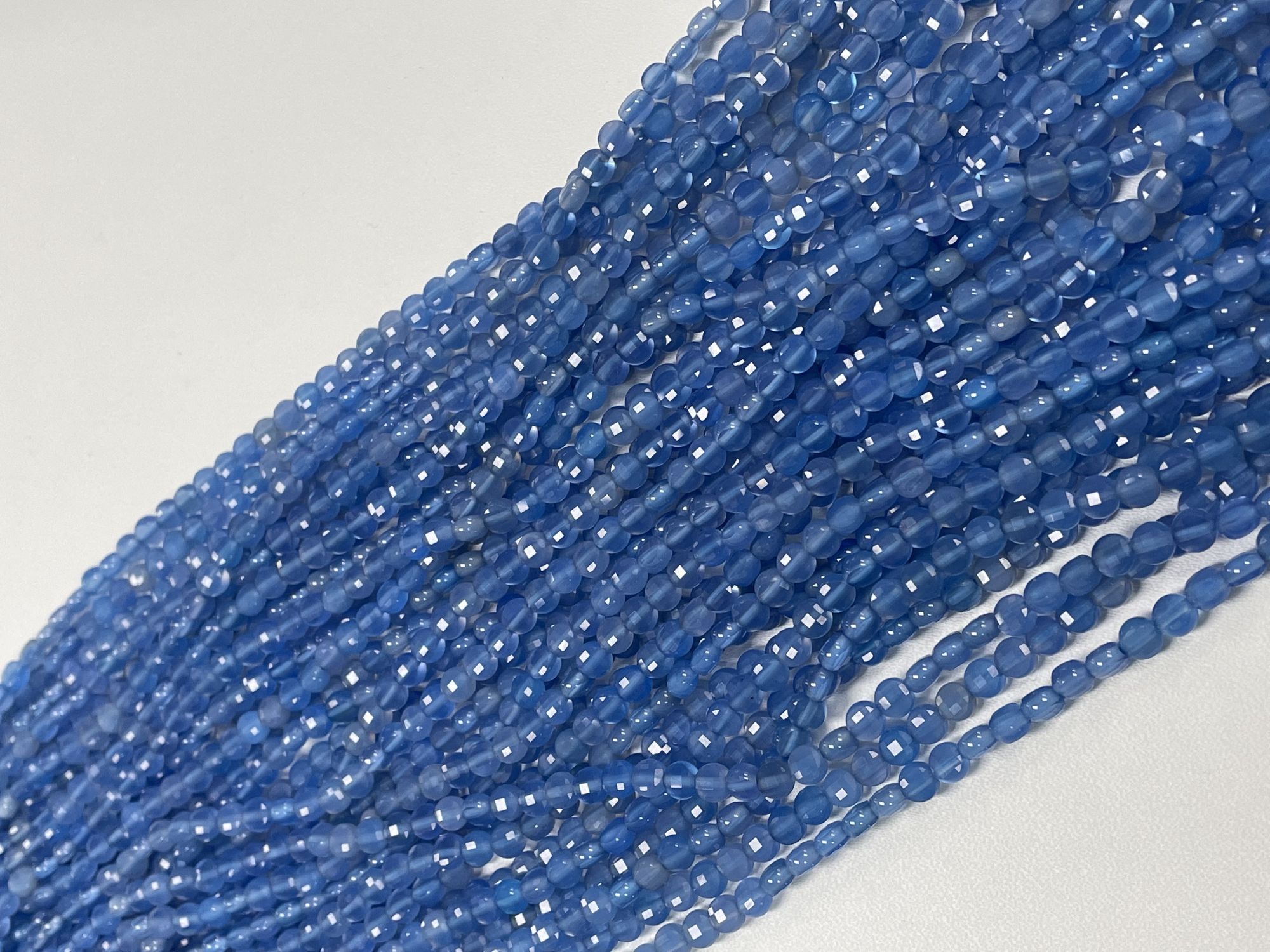 Blue Chalcedony Coin Faceted