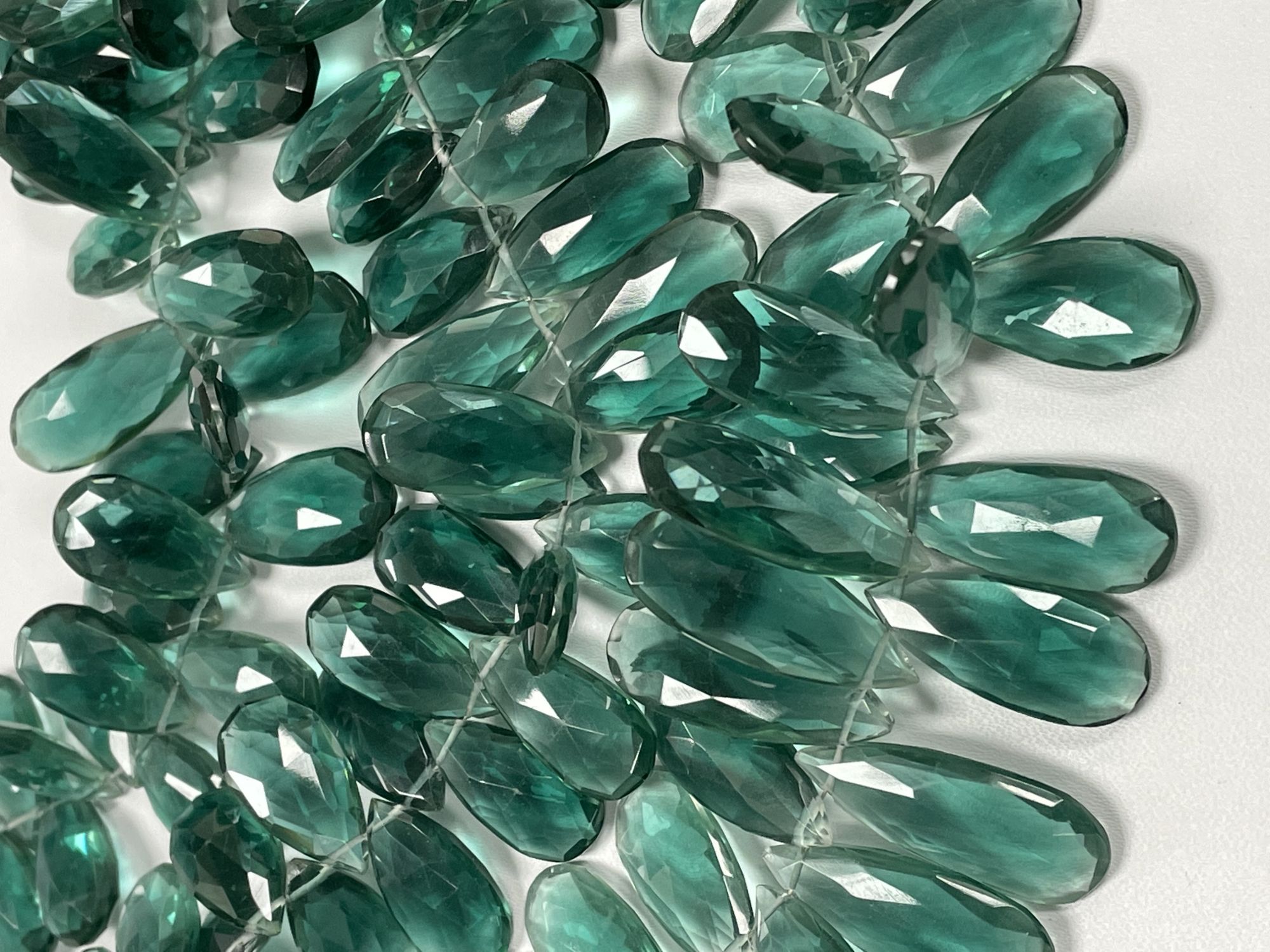 Green Hydro Quartz Long Pear Faceted